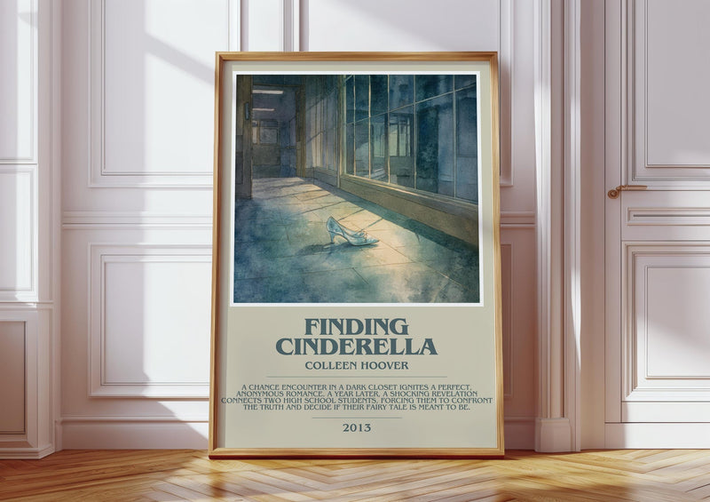 Finding Cinderella bookish print in frame leaning in hallway – romance wall art