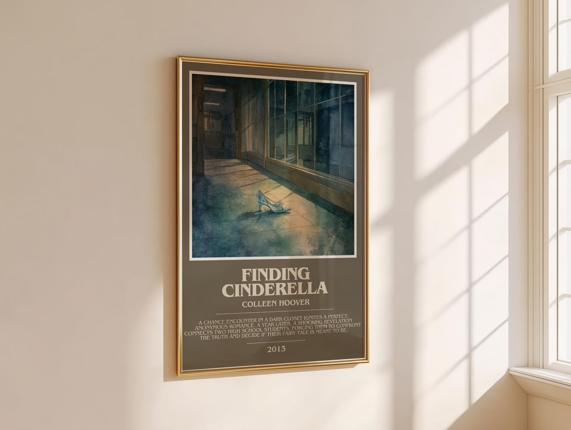 Finding Cinderella bookish book poster framed on wall – romance wall art