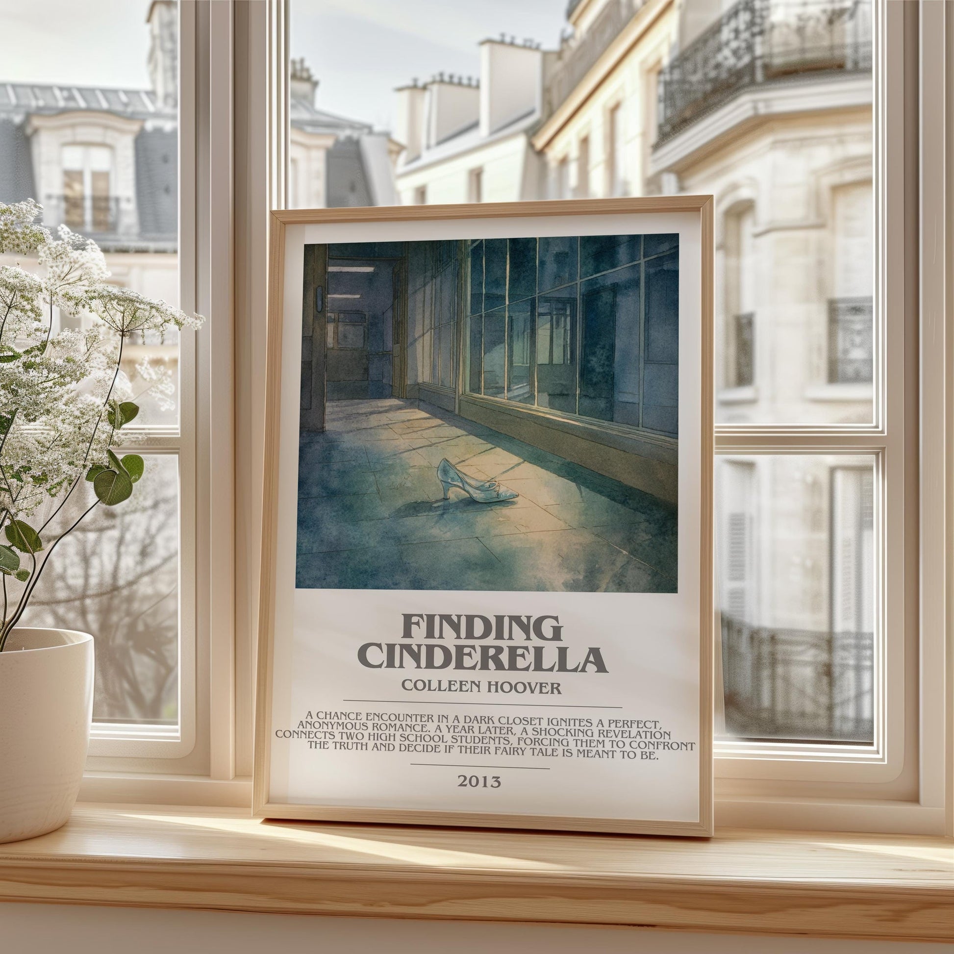 Finding Cinderella bookish print framed by window – literary home decor
