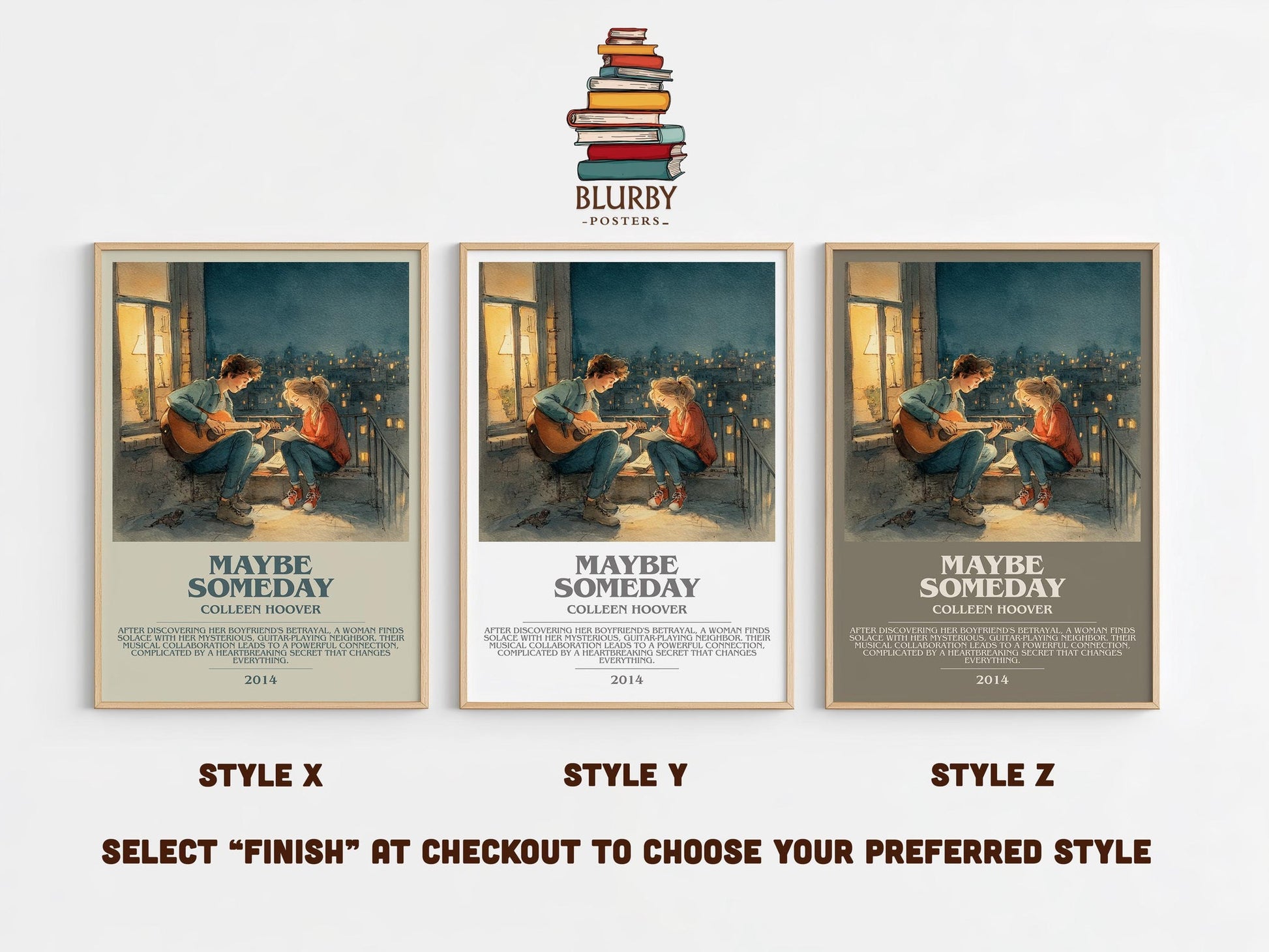 Maybe Someday bookish poster colour and style options – Colleen Hoover book art