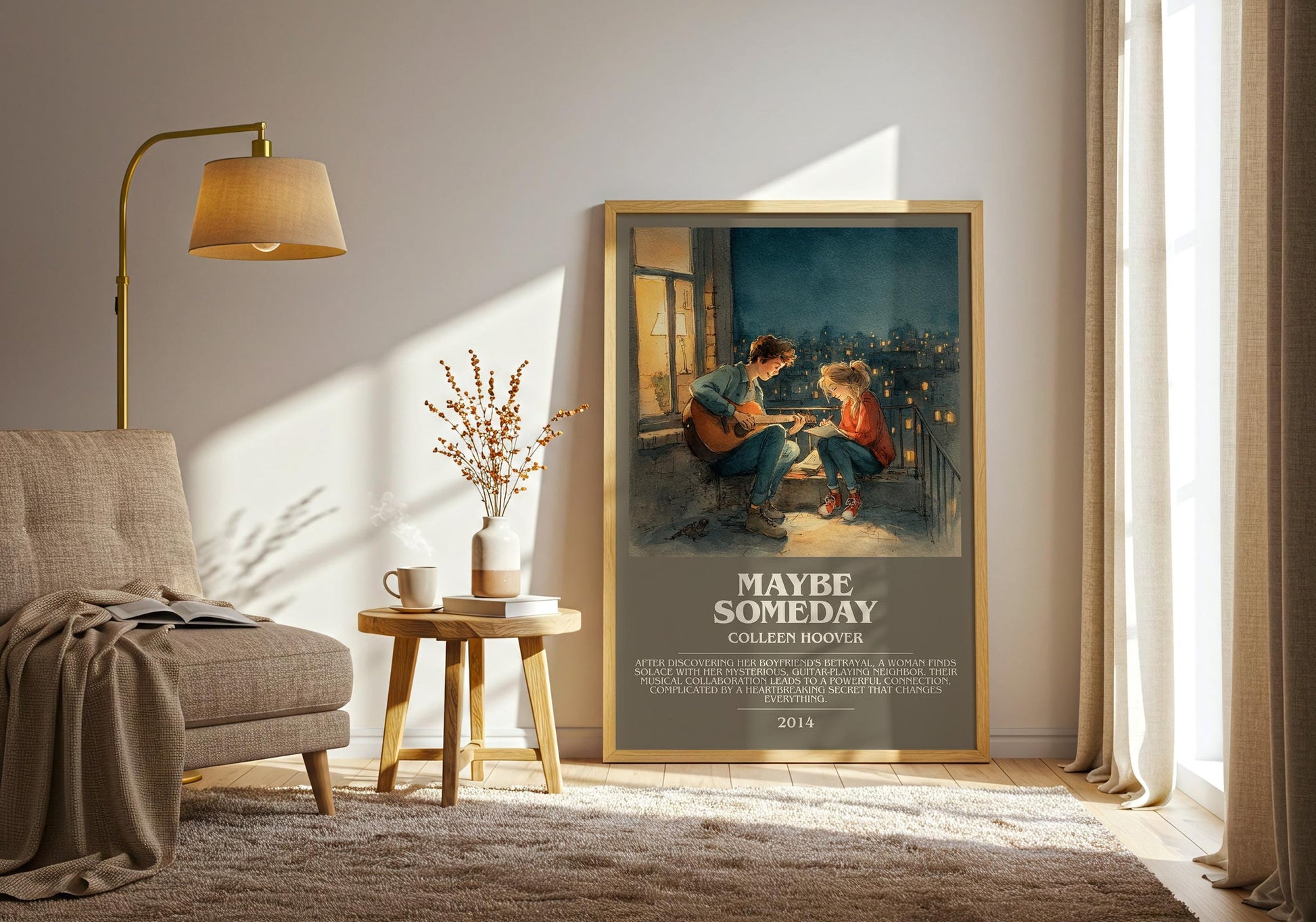 Maybe Someday bookish print on bookshelf – Colleen Hoover fan gift