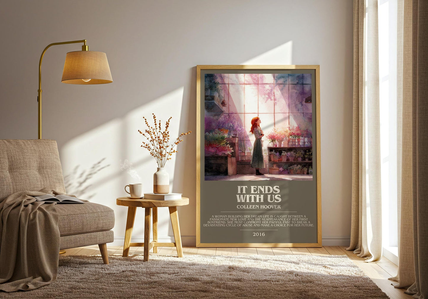 It Ends with Us bookish print on bookshelf – Colleen Hoover fan gift