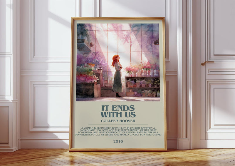 It Ends with Us bookish print in frame leaning in hallway – thriller wall art