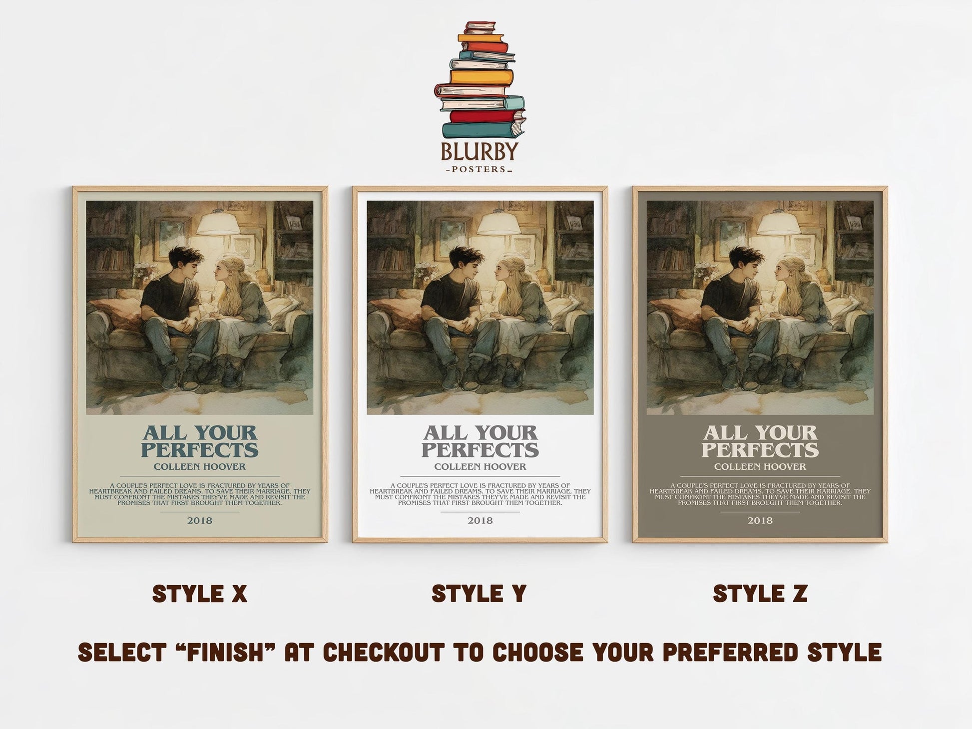 All Your Perfects bookish poster colour and style options – Colleen Hoover book art