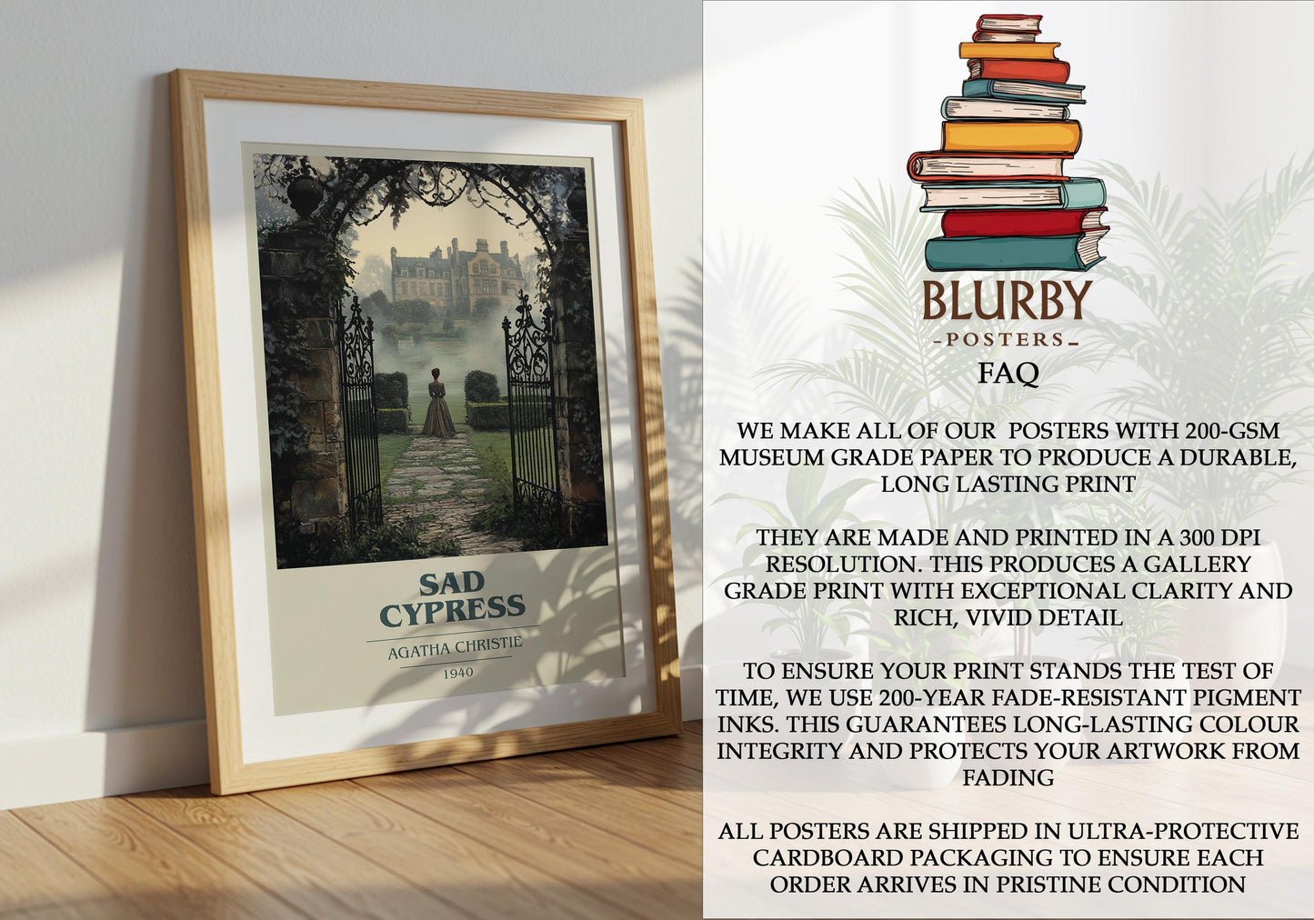Sad Cypress by Agatha Christie | Book Poster | Literary Art Gift For Book Lover | Novel Inspired Wall Art | Free Delivery