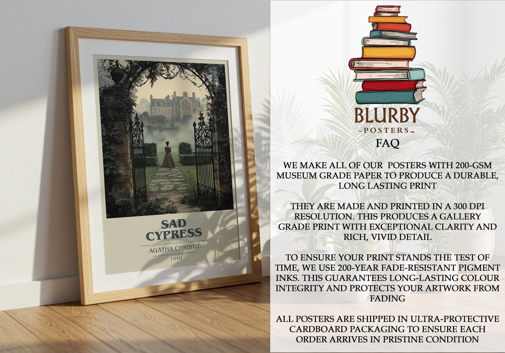 Sad Cypress by Agatha Christie | Book Poster | Literary Art Gift For Book Lover | Novel Inspired Wall Art | Free Delivery