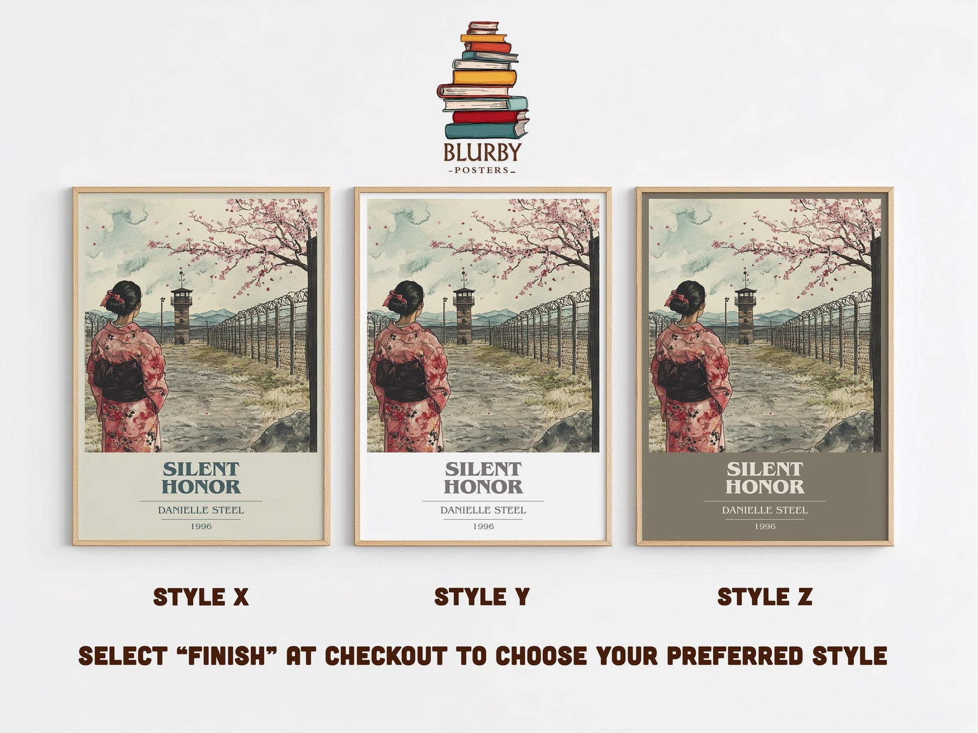 Silent Honour book cover poster colour and style options – Danielle Steel book art