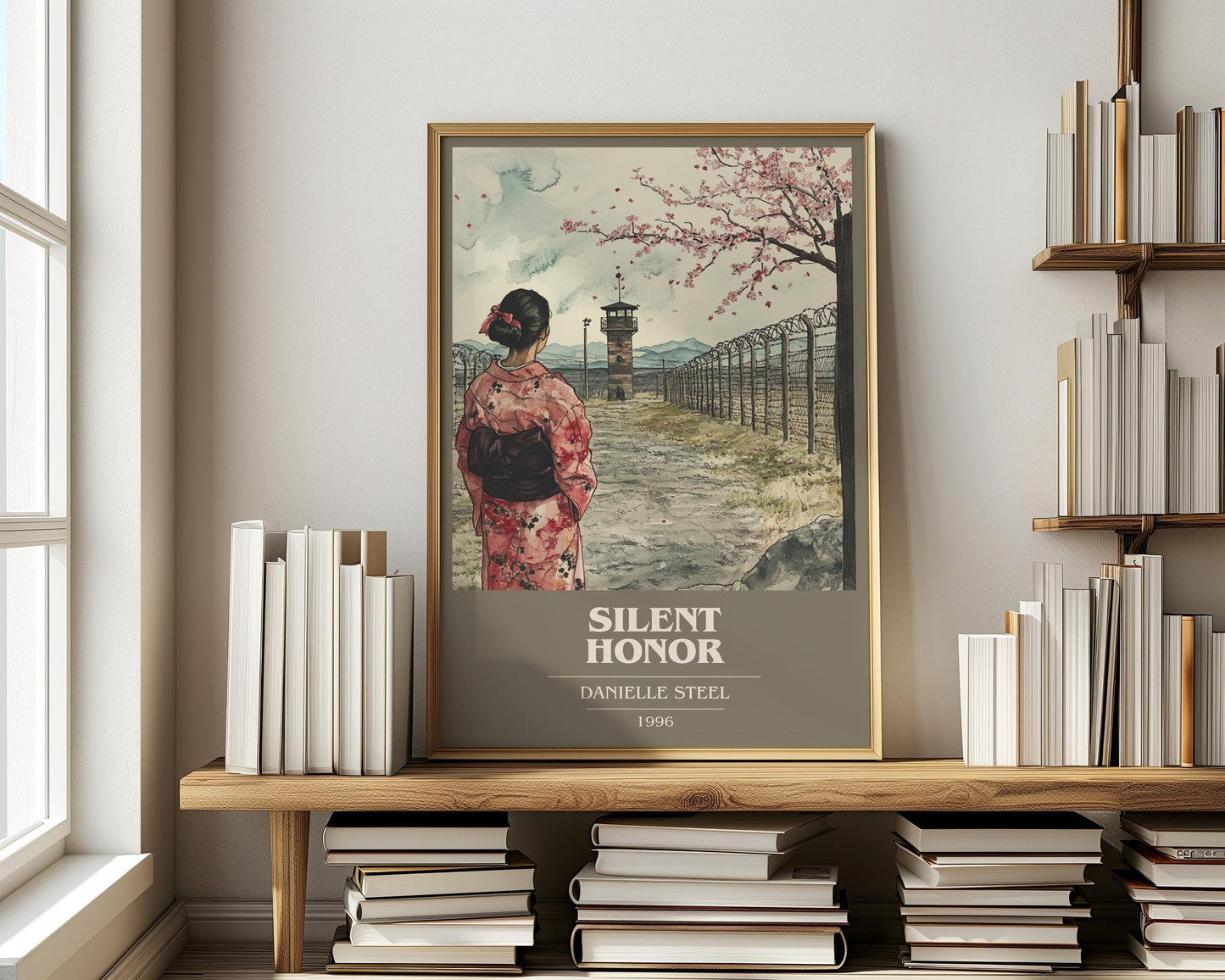 Silent Honour book cover print on bookshelf – Danielle Steel fan gift