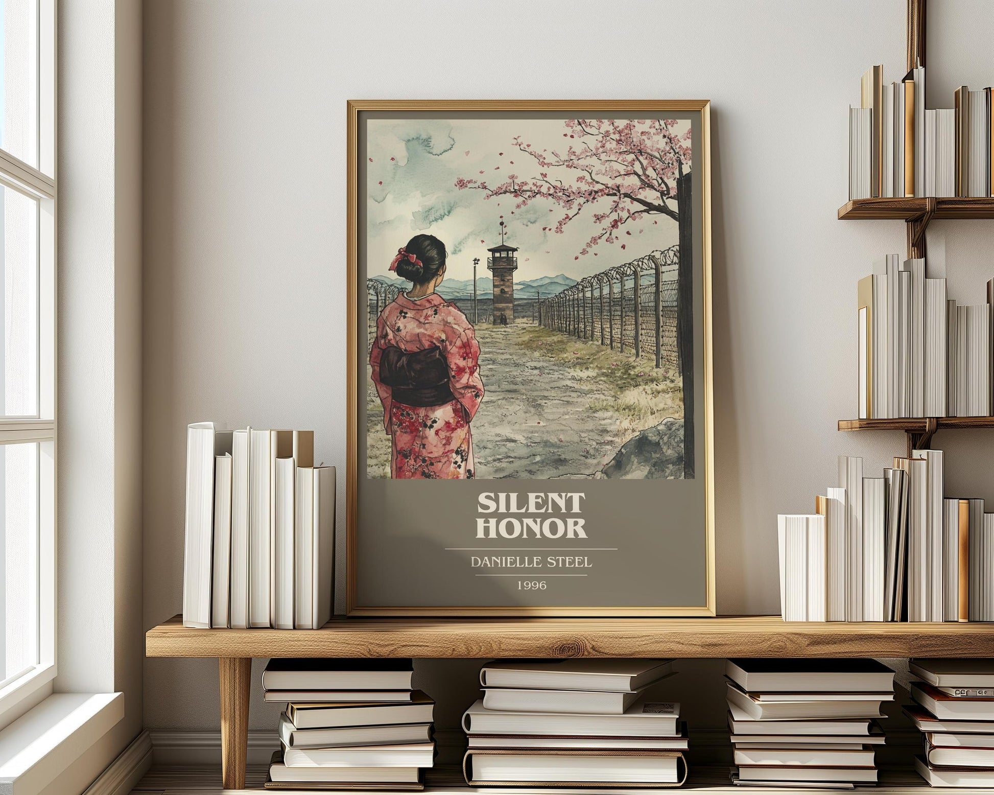 Silent Honour book cover print on bookshelf – Danielle Steel fan gift