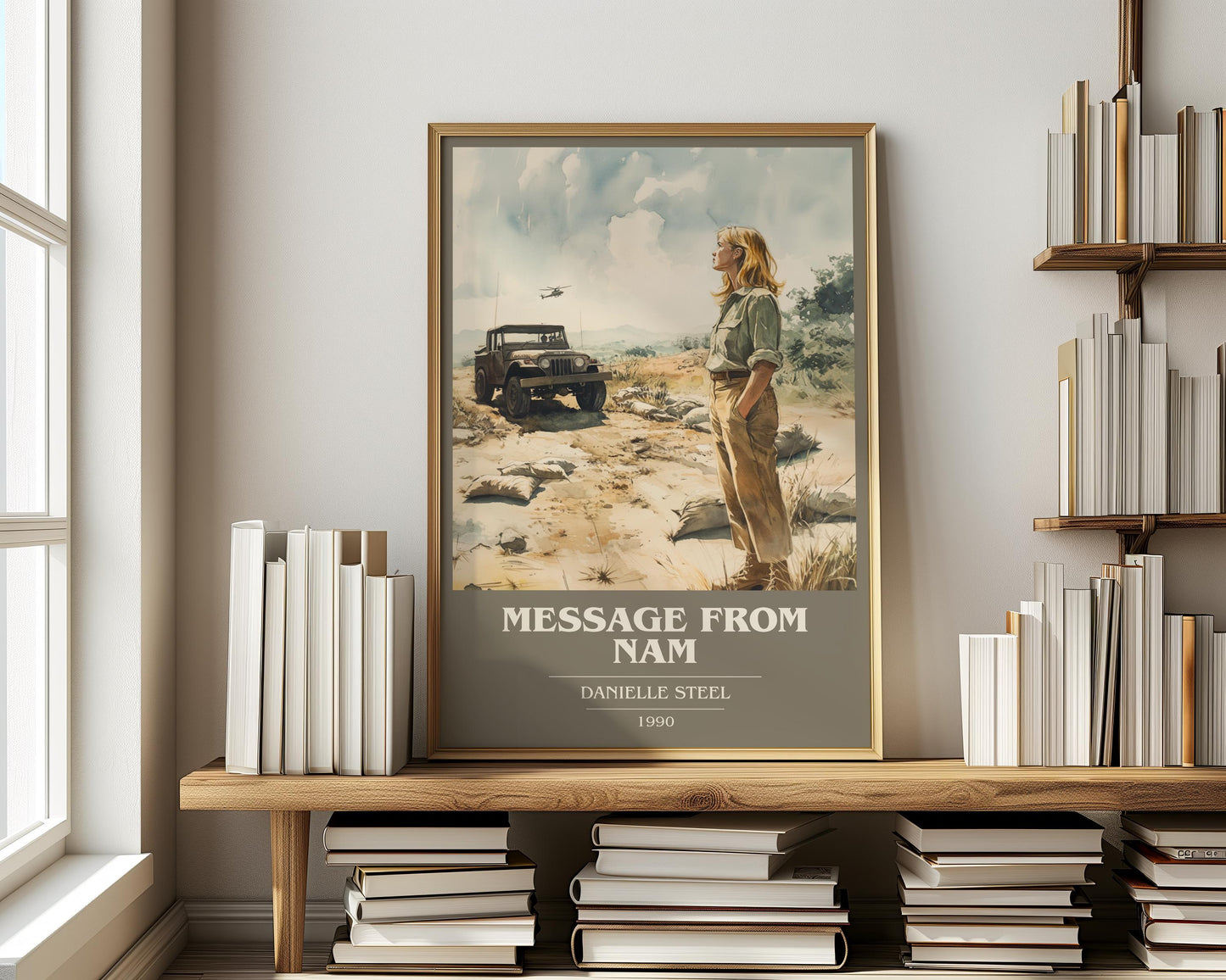 Message from Nam book cover print on bookshelf – Danielle Steel fan gift
