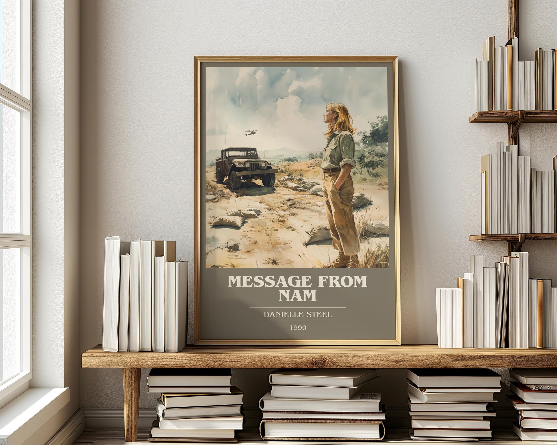 Message from Nam book cover print on bookshelf – Danielle Steel fan gift