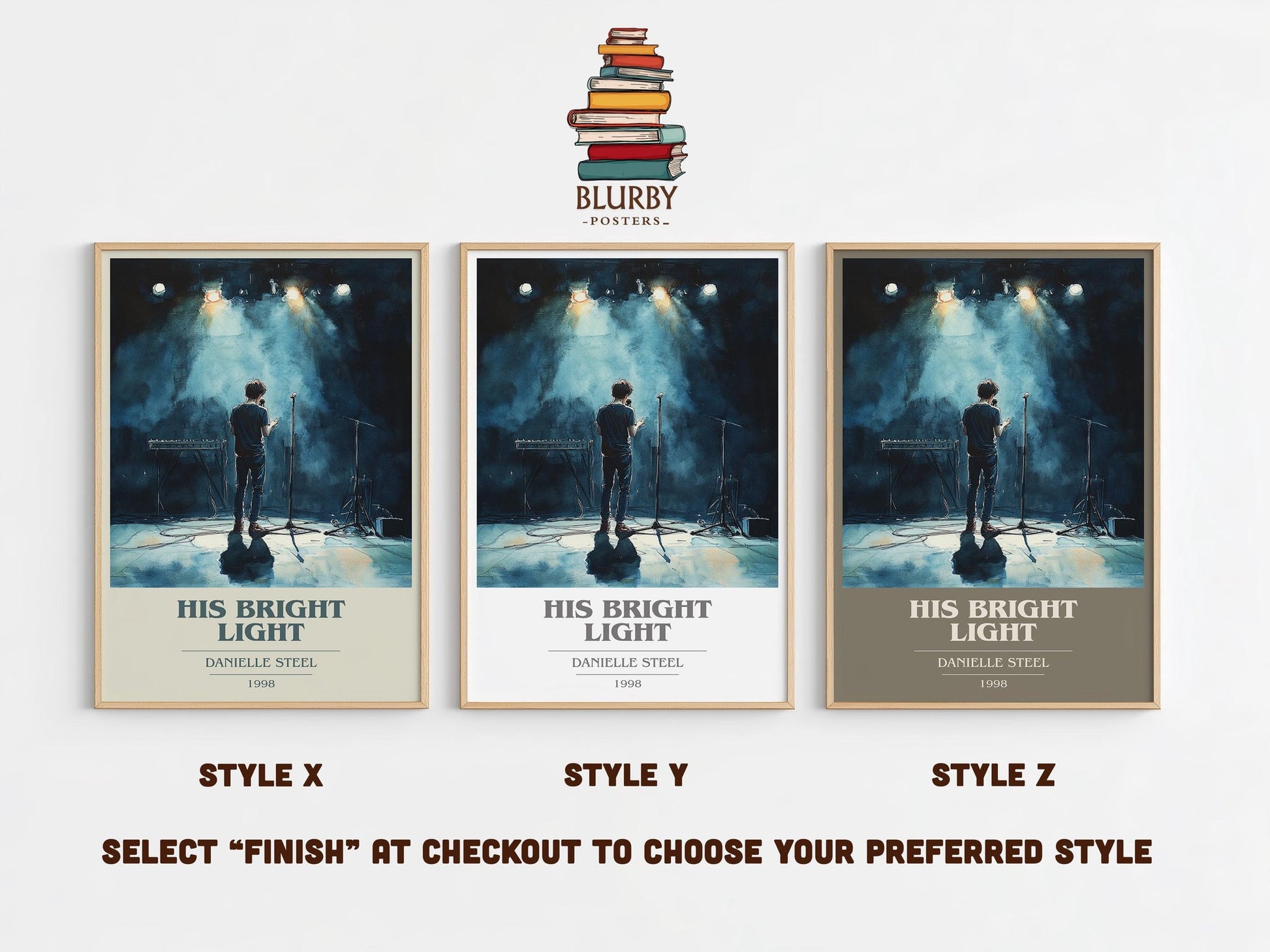 His Bright Light book cover poster colour and style options – Danielle Steel book art