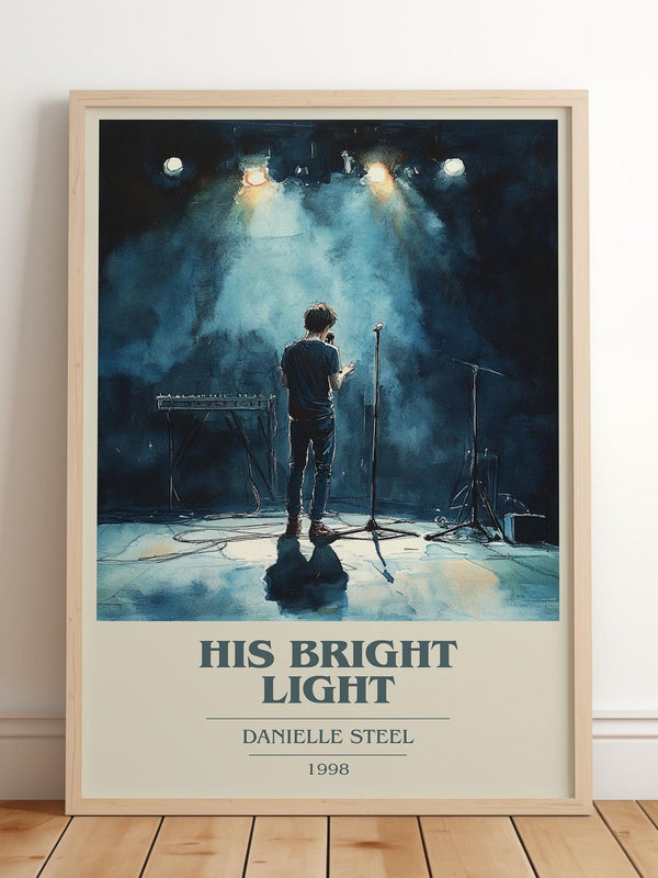 His Bright Light book cover print in frame leaning in hallway – memoir wall art