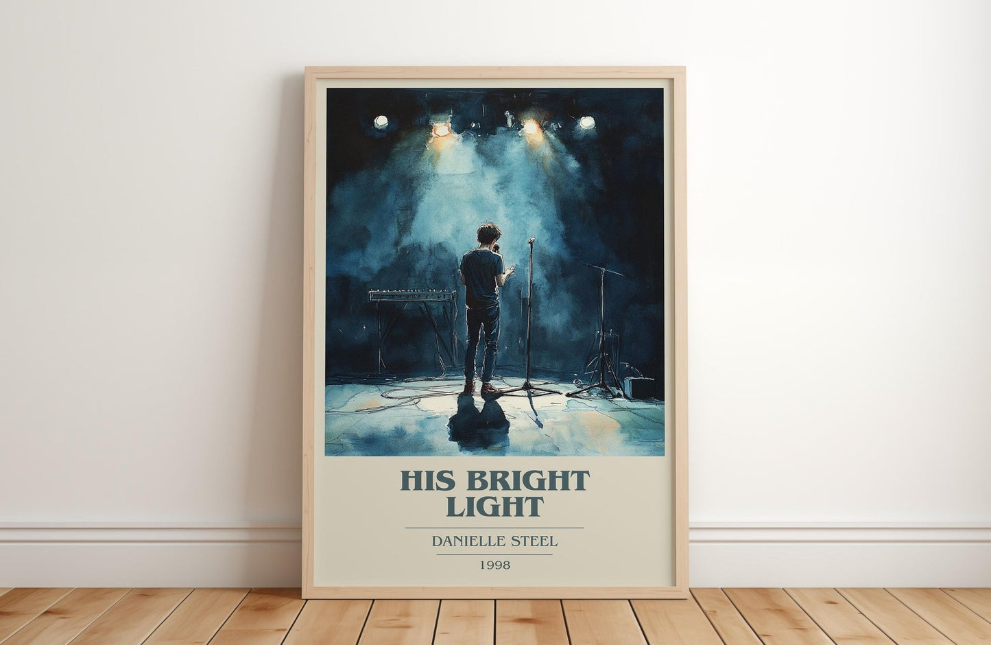 His Bright Light book cover print in frame leaning in hallway – memoir wall art