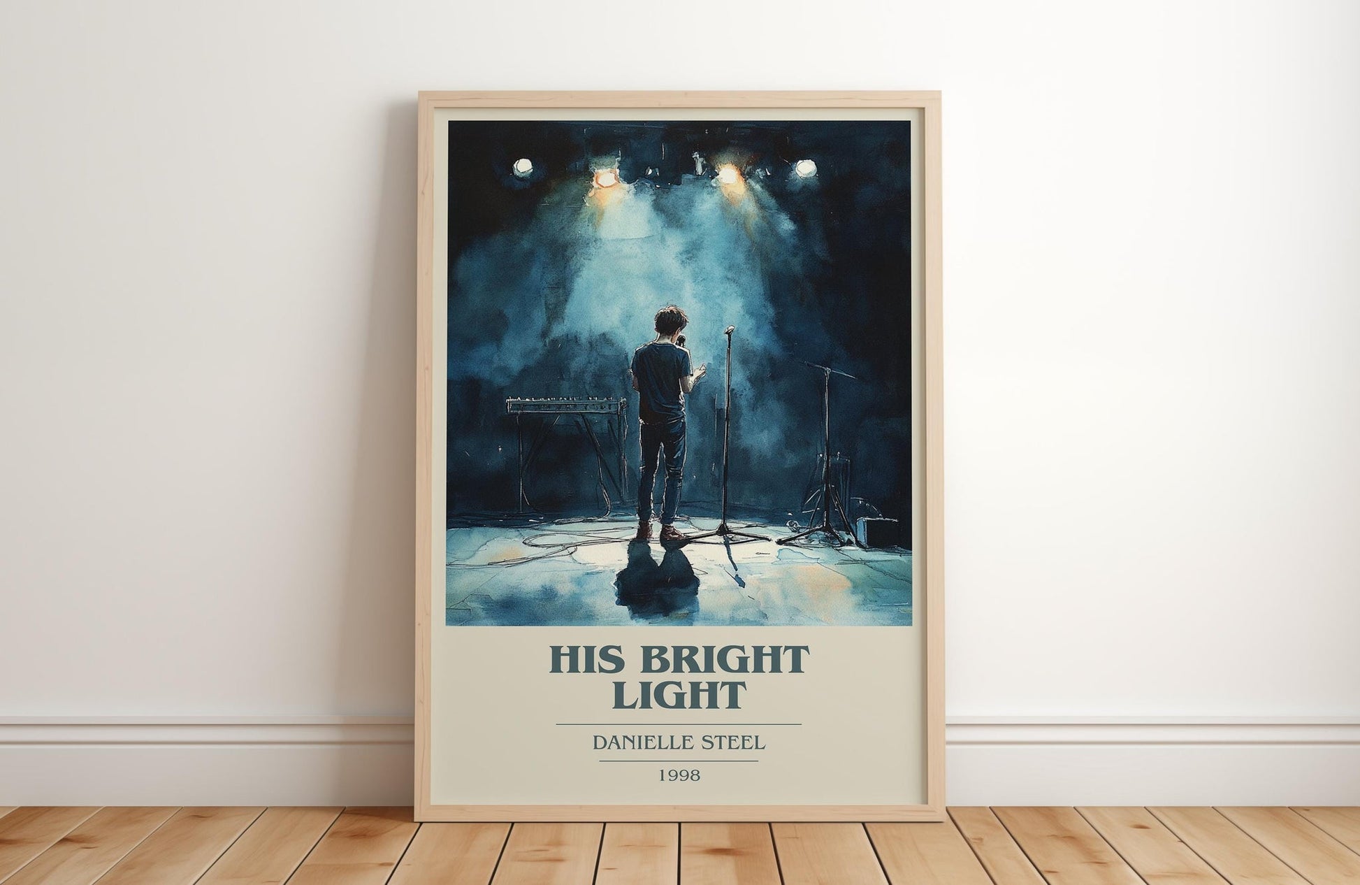 His Bright Light book cover print in frame leaning in hallway – memoir wall art