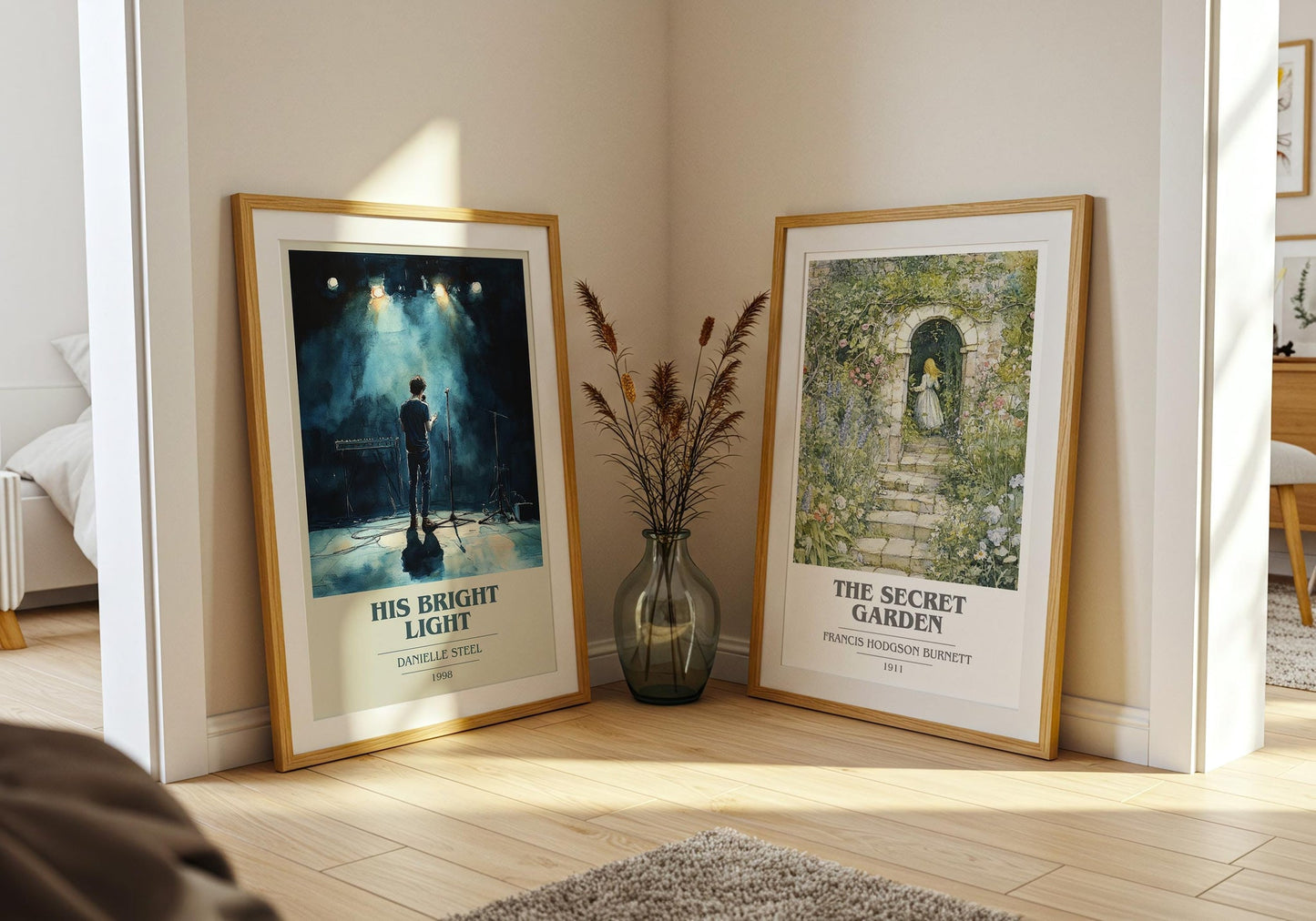 His Bright Light book cover poster paired in gallery wall – literary art prints