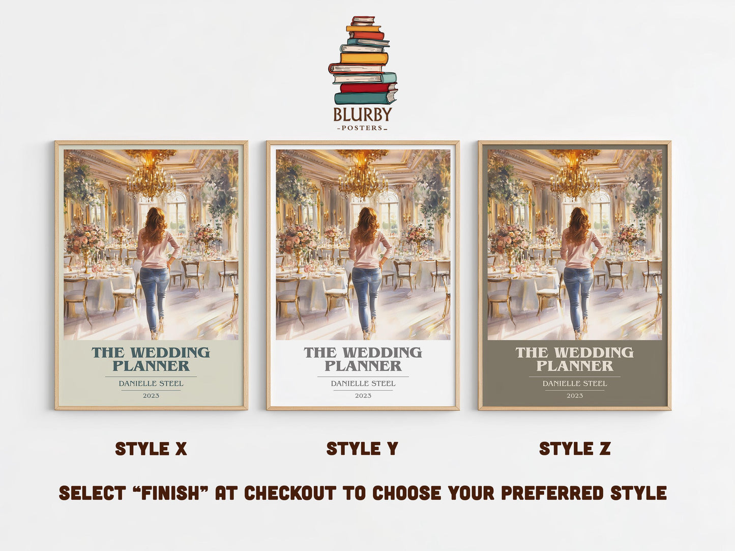 The Wedding Planner book cover poster colour and style options – Danielle Steel book art
