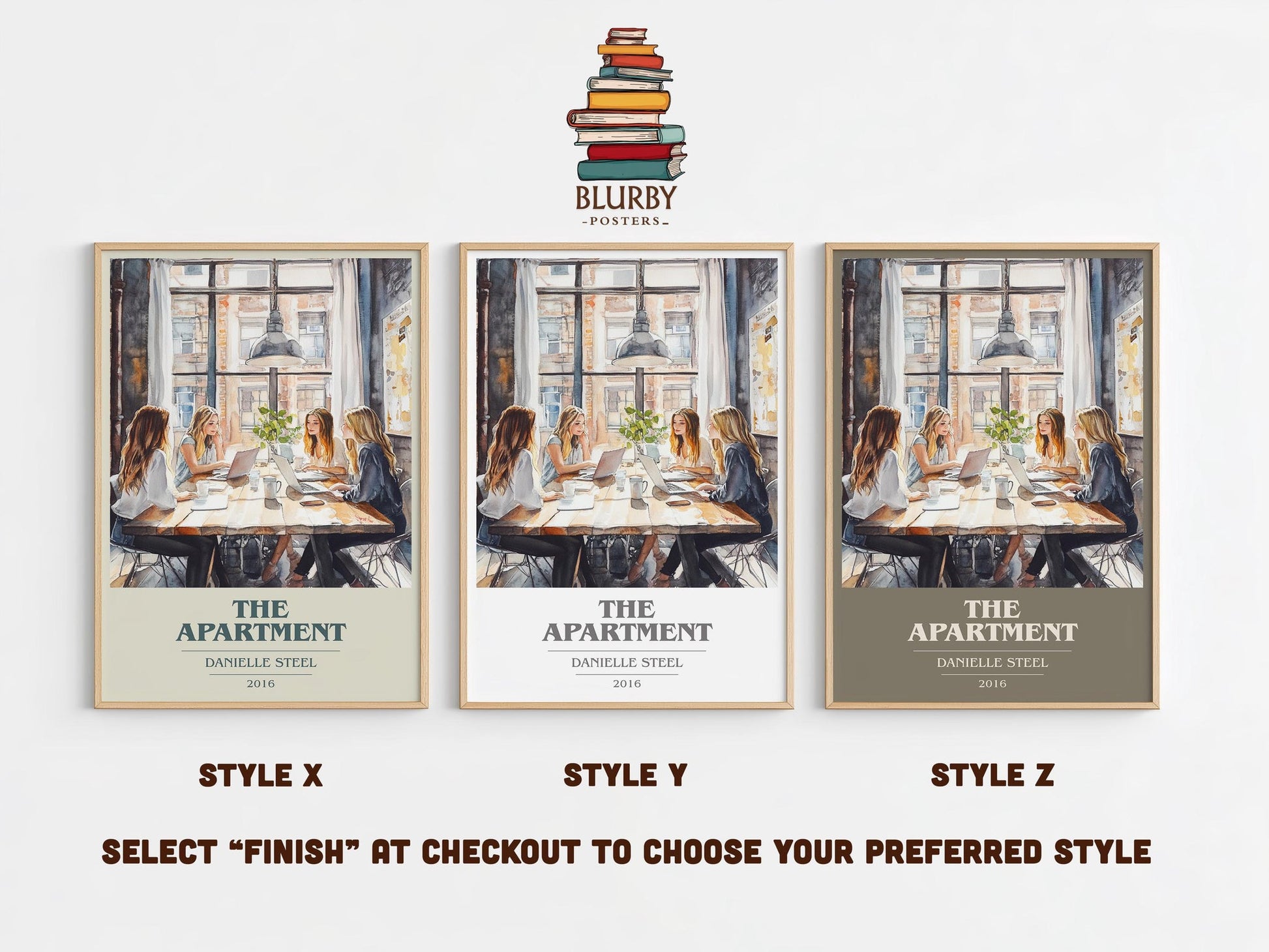 The Apartment book cover print framed by window – literary home decor