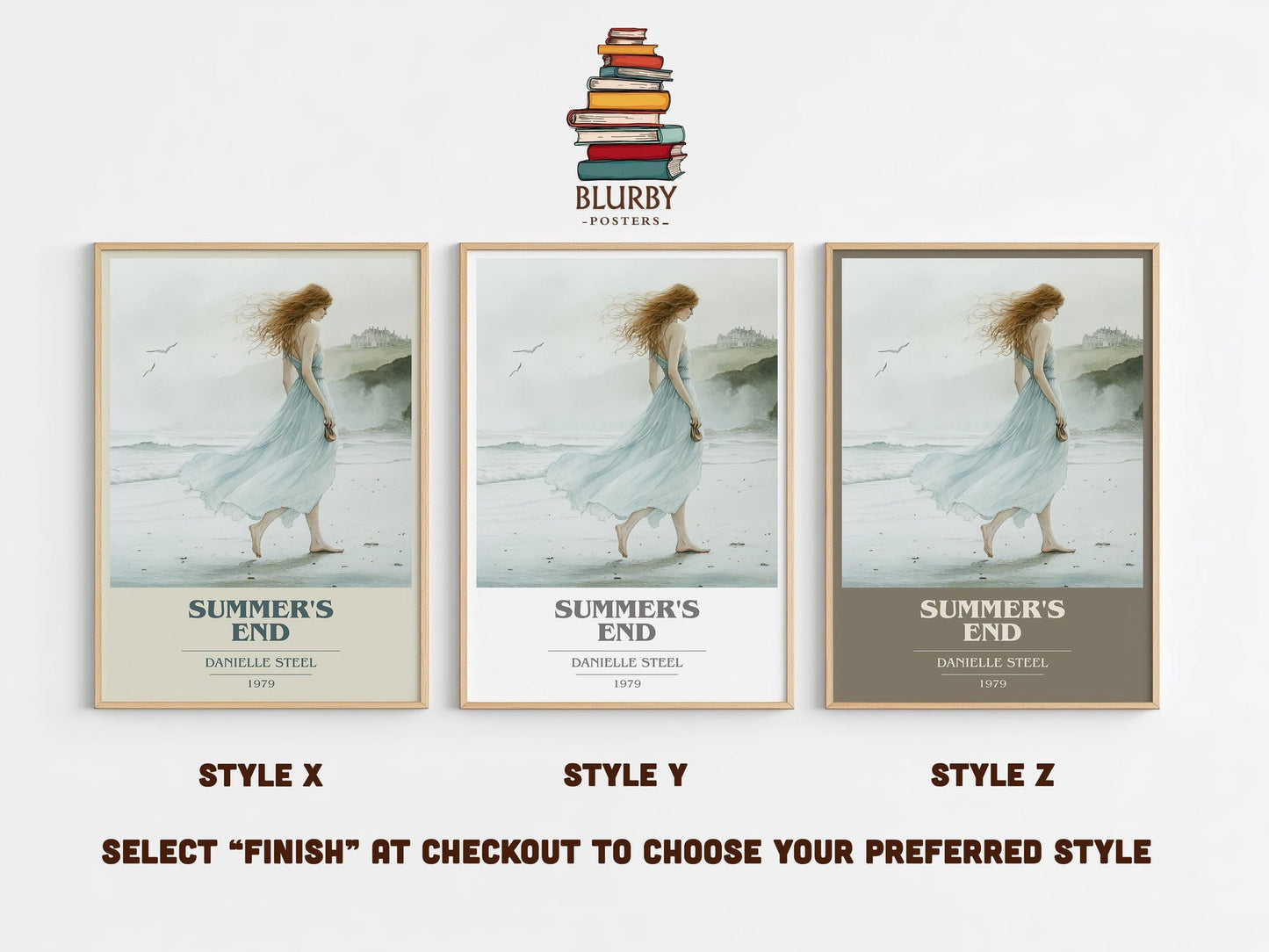 Summer's End book cover poster colour and style options – Danielle Steel book art