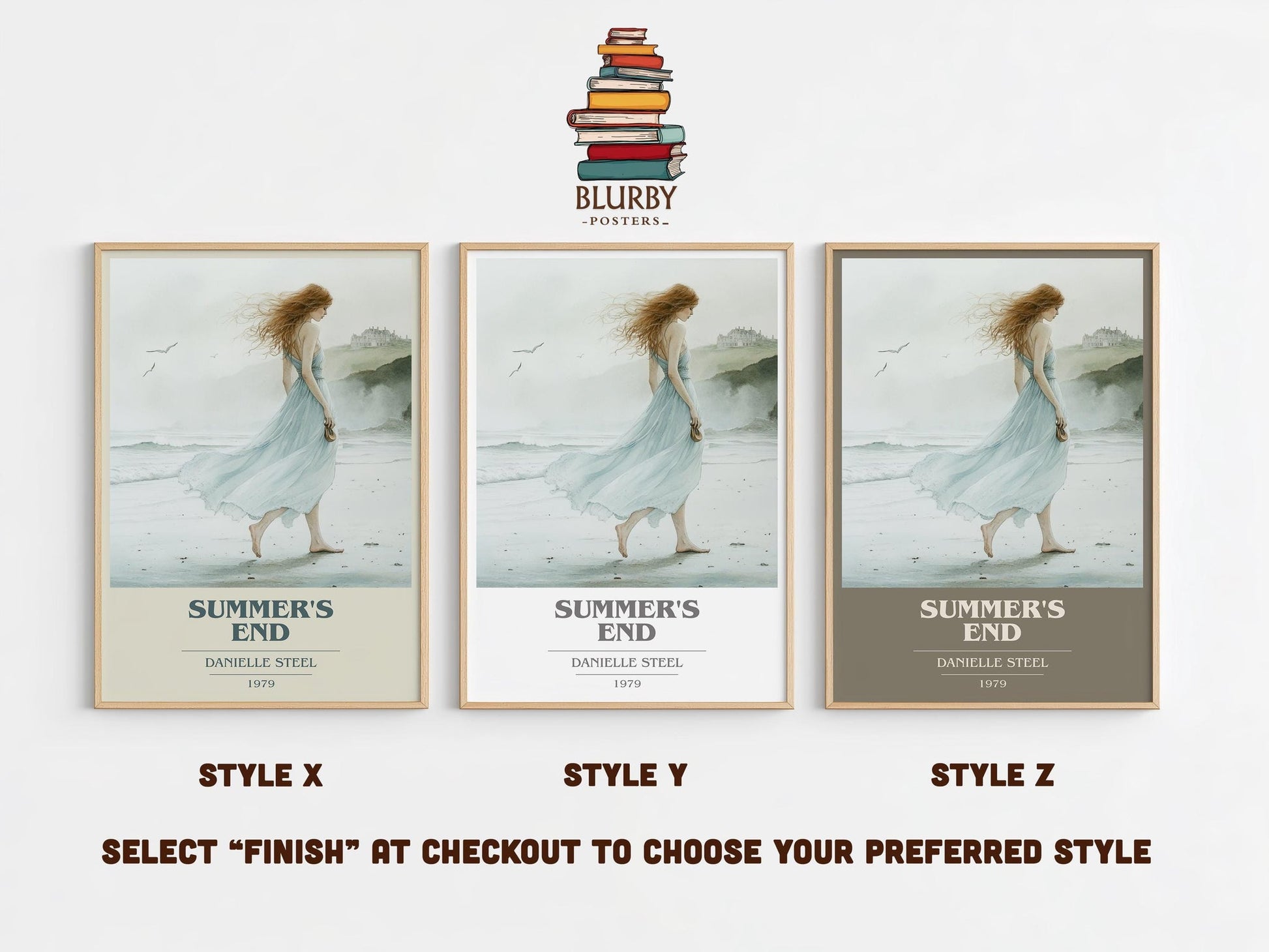Summer's End book cover poster colour and style options – Danielle Steel book art