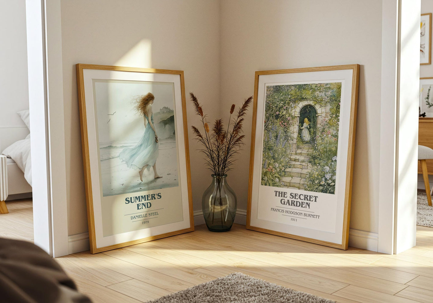Summer's End book cover poster paired in gallery wall – literary art prints