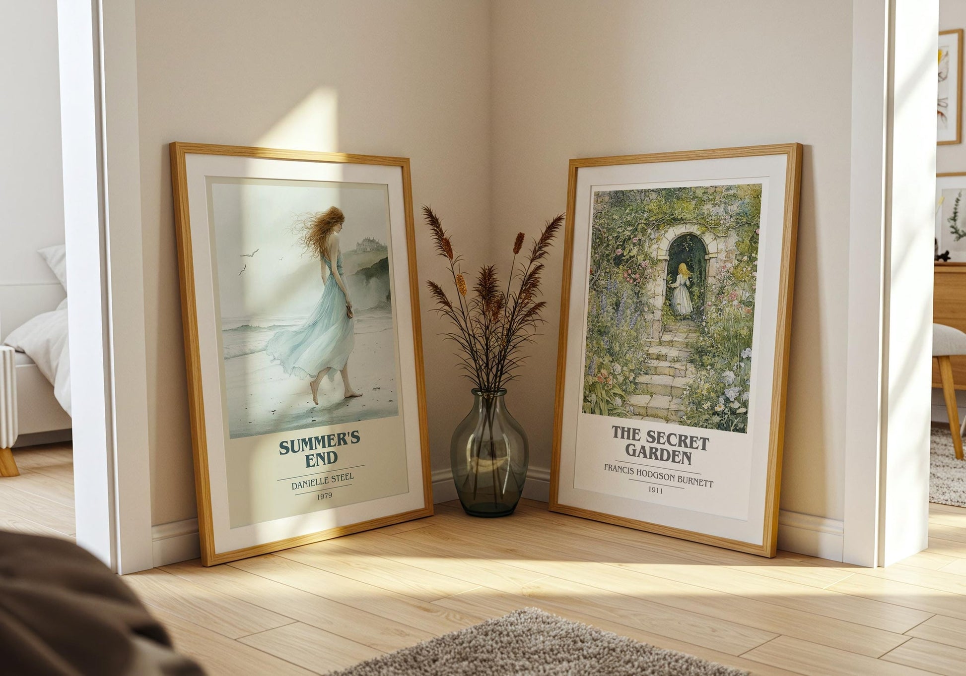 Summer's End book cover poster paired in gallery wall – literary art prints