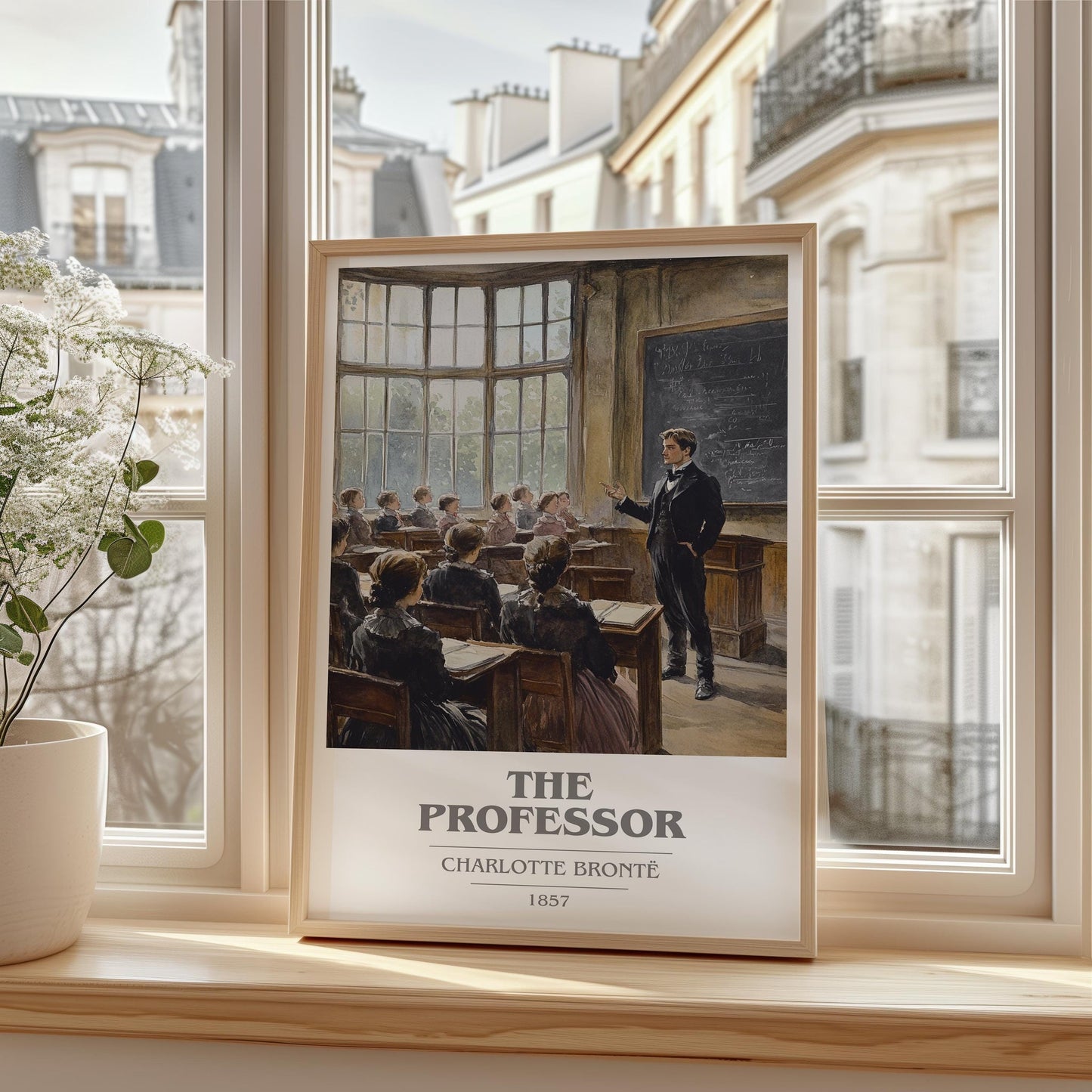 The Professor book cover print framed by window – literary home decor