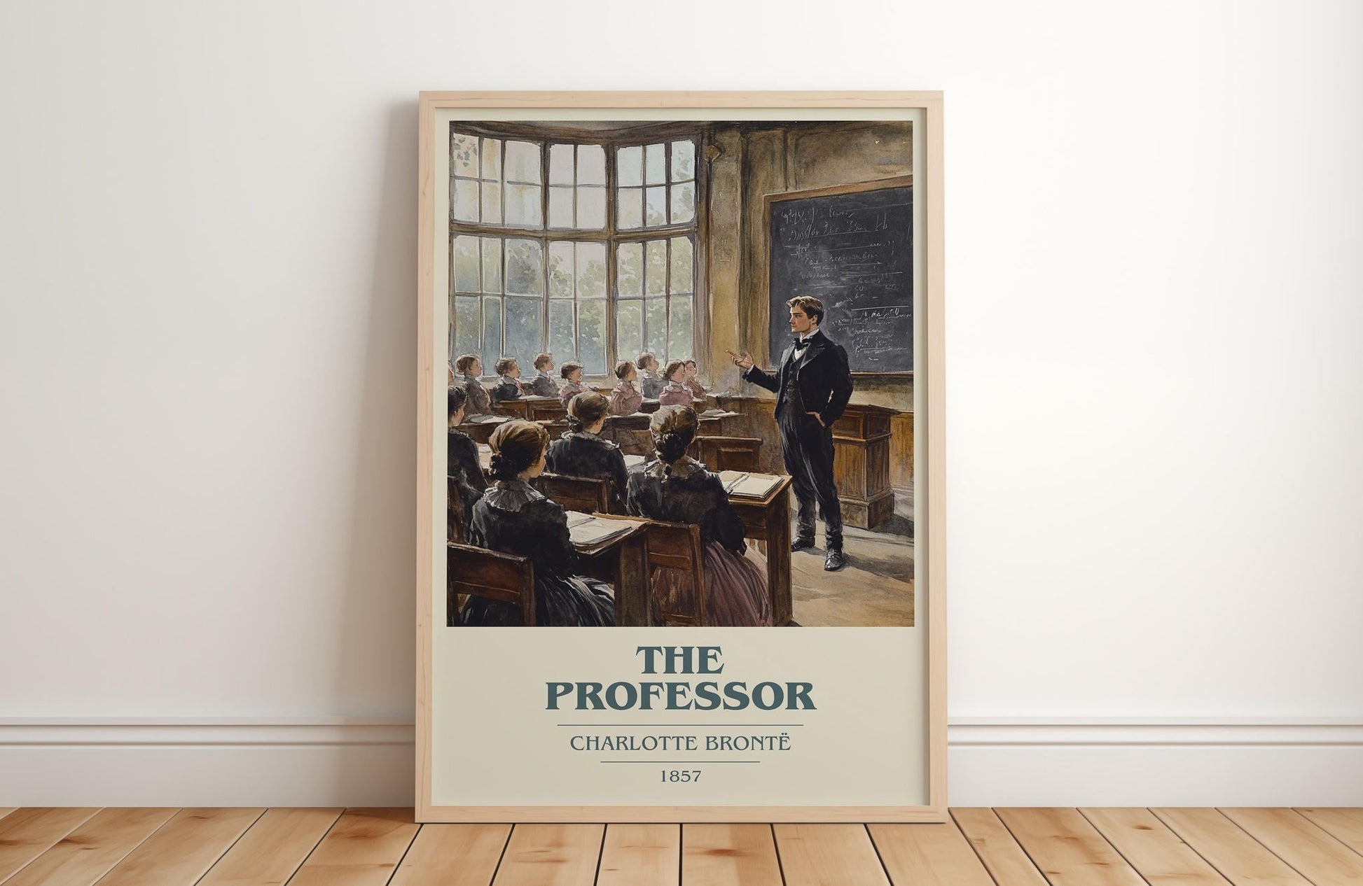 The Professor book cover print in frame leaning in hallway – gothic wall art