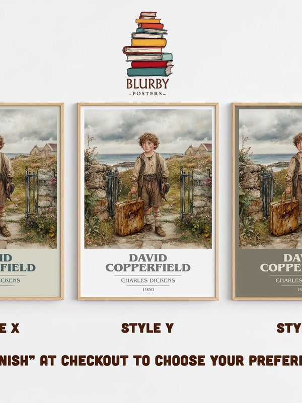 David Copperfield book cover print in frame leaning in hallway – classic literature wall art