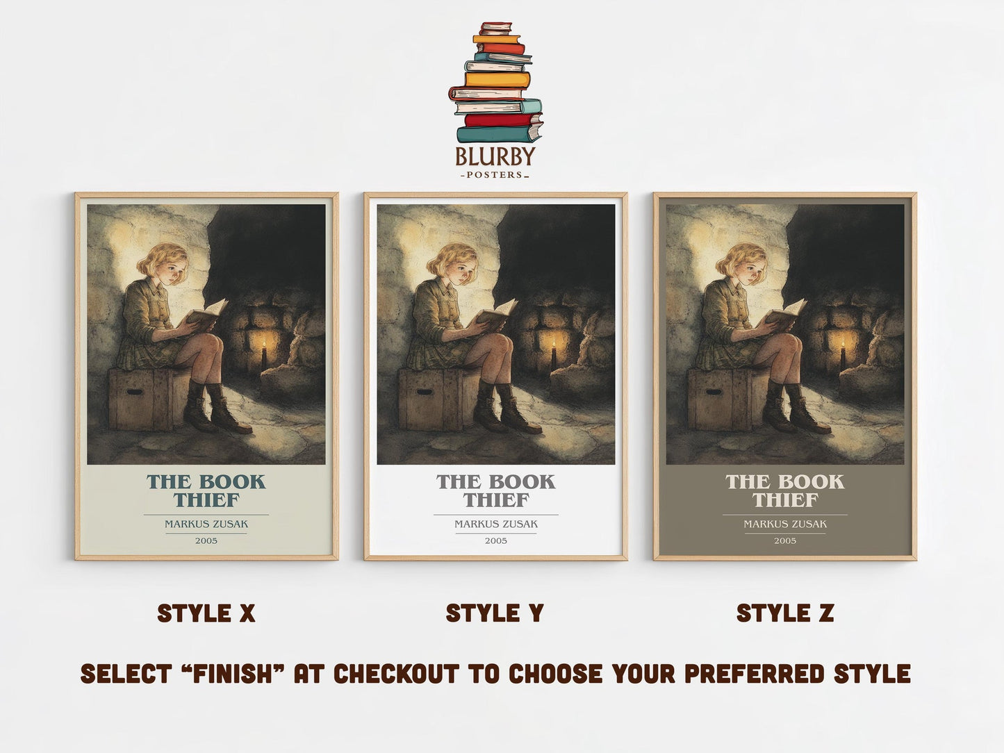 The Book Thief book cover poster colour and style options – Markus Zusak book art