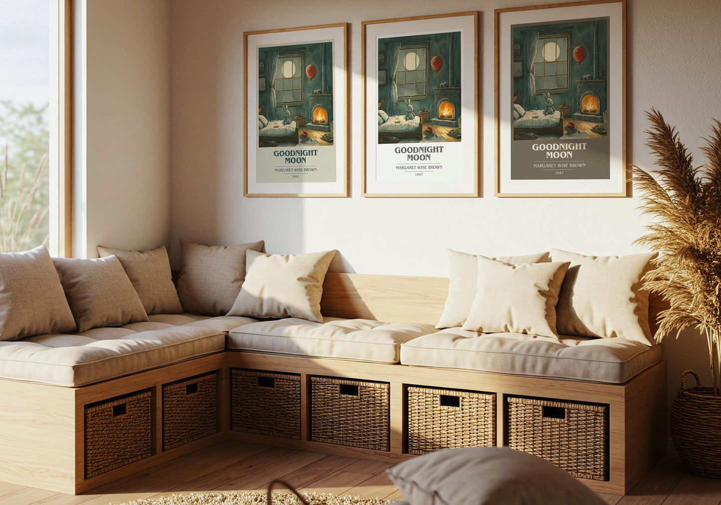 Goodnight Moon by Margaret Wise Brown Descriptive Poster Print. Free Delivery Wall Art Author & Blurb Book Artwork Novel