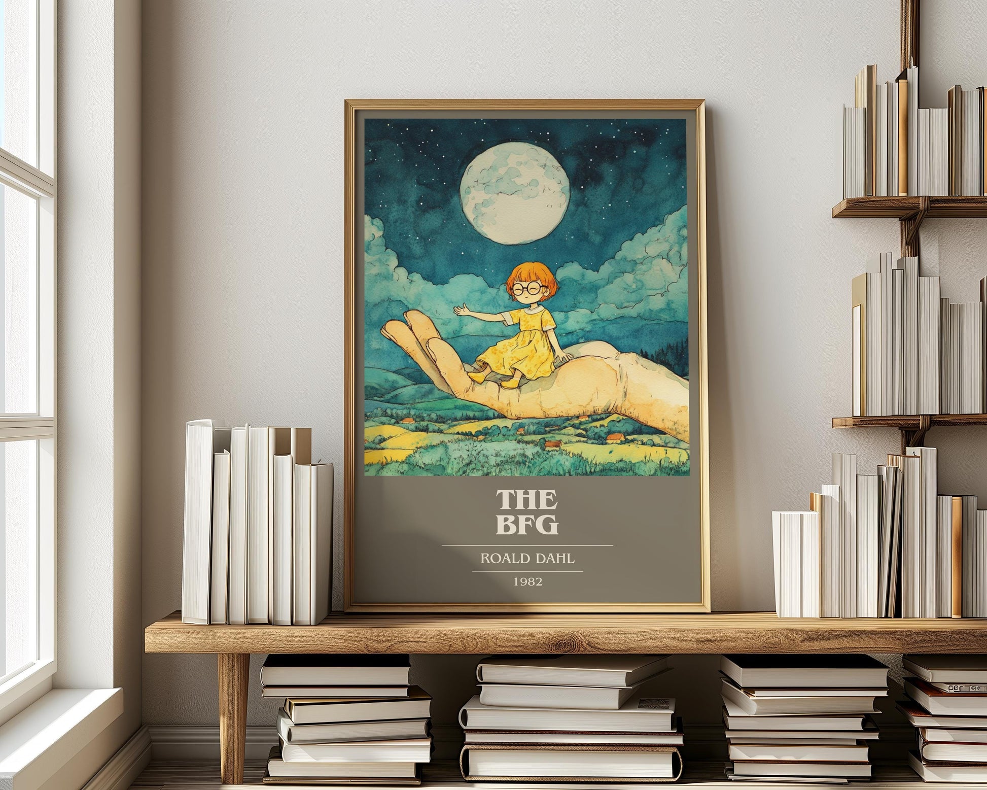 The BFG by Roald Dahl Descriptive Poster Print. Free Delivery Wall Art Author & Blurb Book Artwork Novel