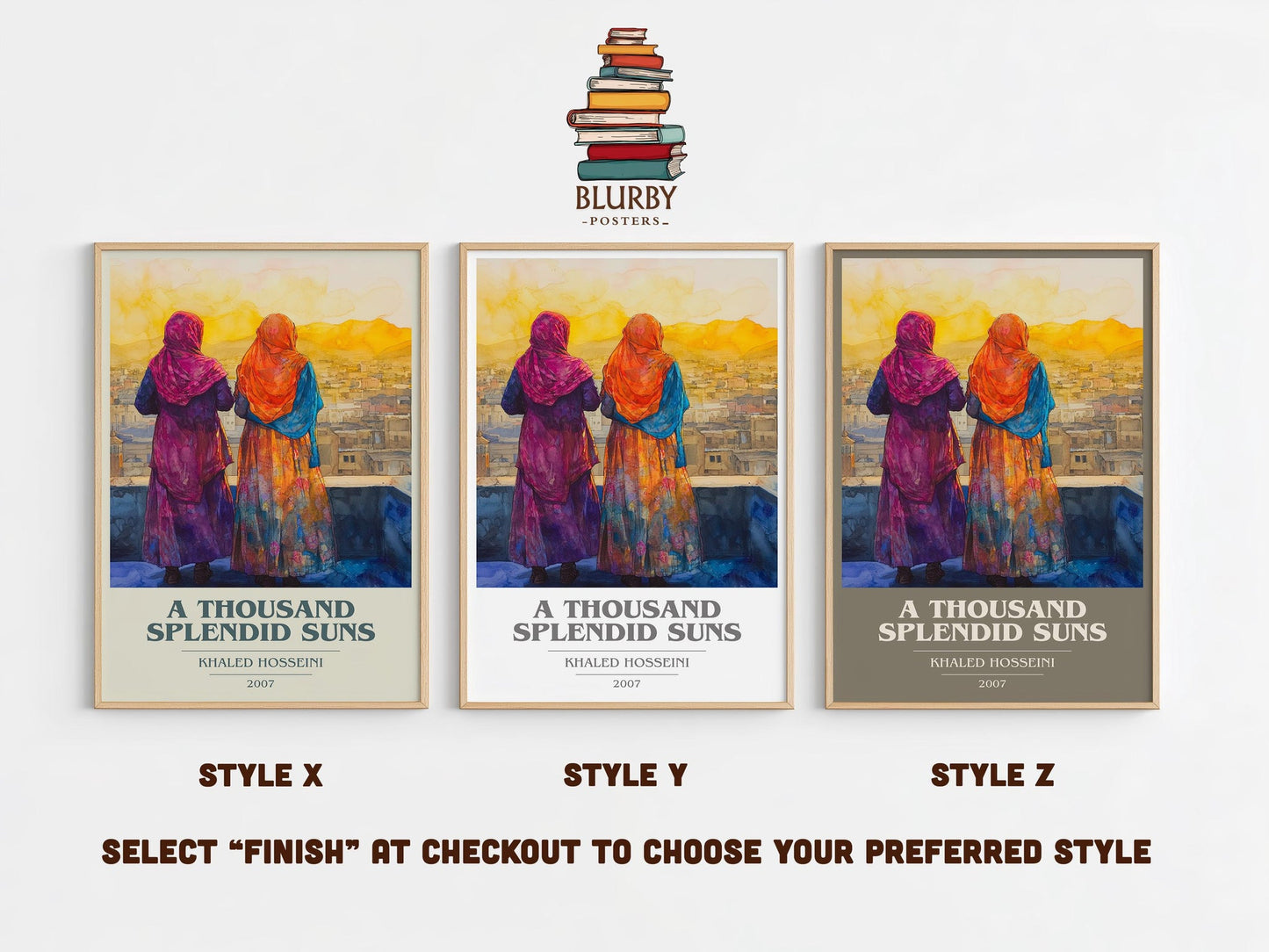A Thousand Splendid Suns book cover print framed by window – literary home decor