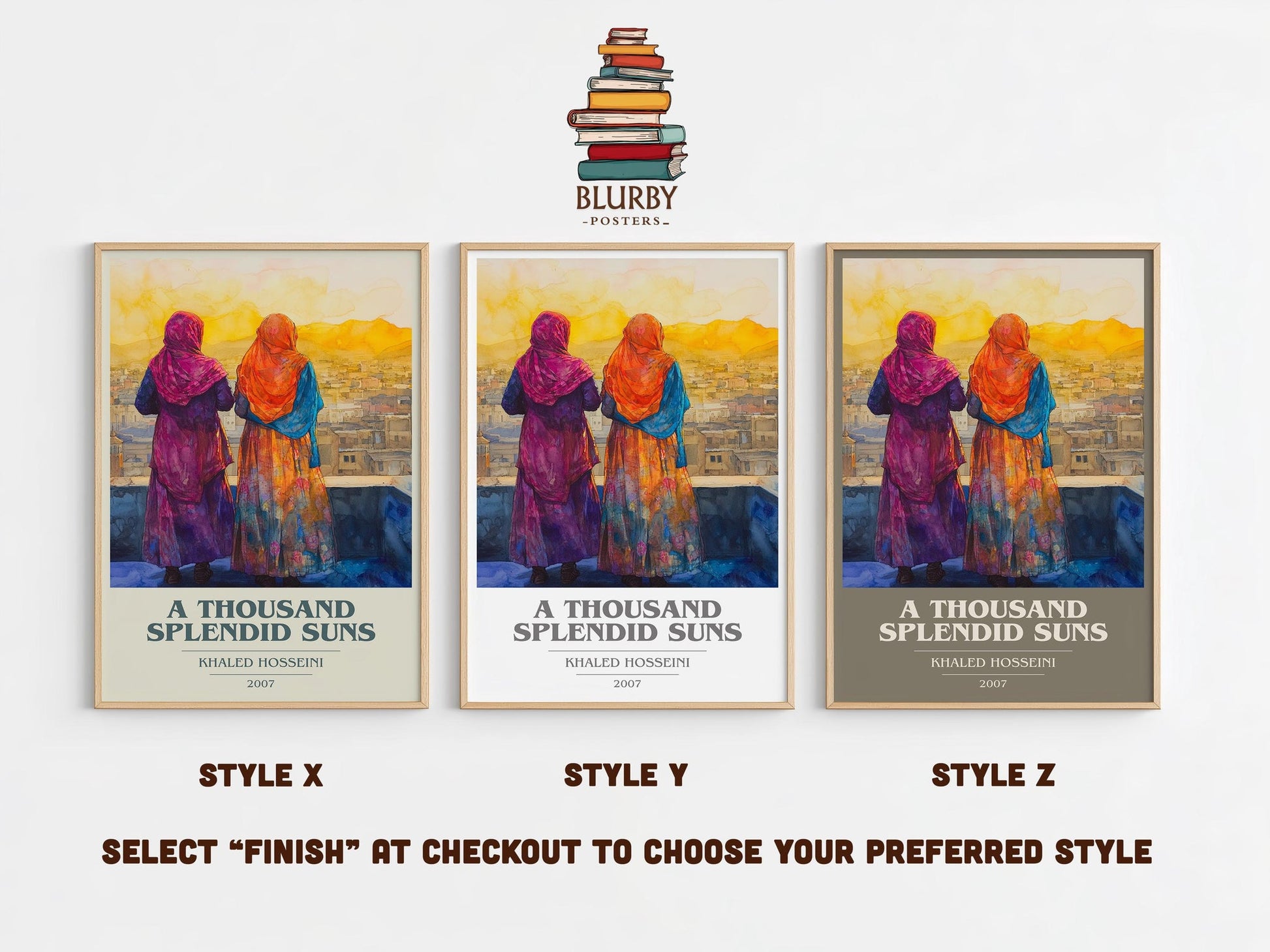 A Thousand Splendid Suns book cover print framed by window – literary home decor