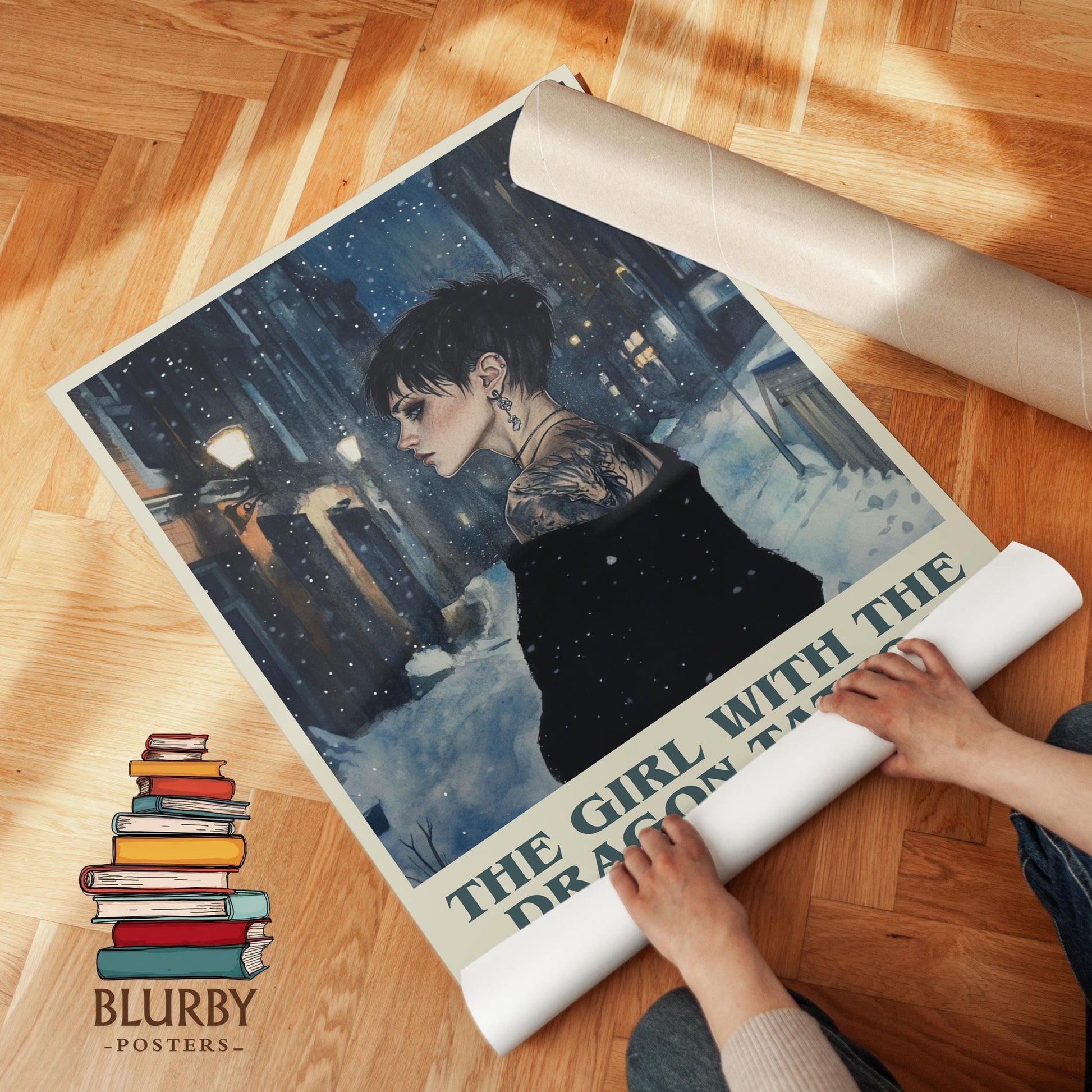 The Girl with the Dragon Tattoo book cover literary print detail – Stieg Larsson book art