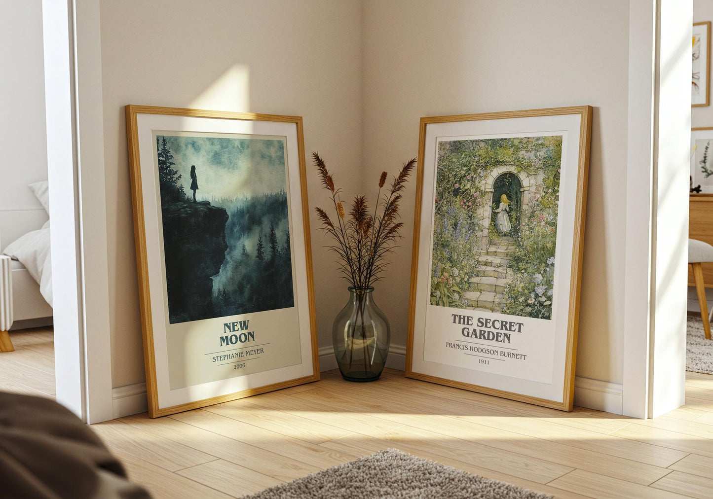 New Moon book cover poster paired in gallery wall – literary art prints