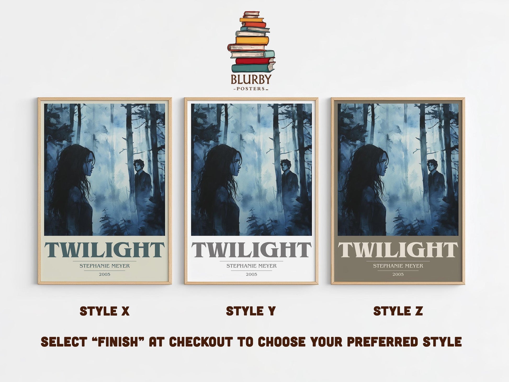 Twilight book cover print framed by window – literary home decor