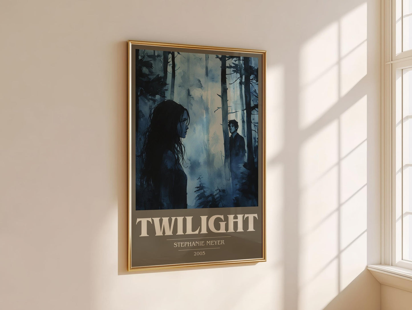 Twilight book cover print on bookshelf – Stephanie Meyer fan gift