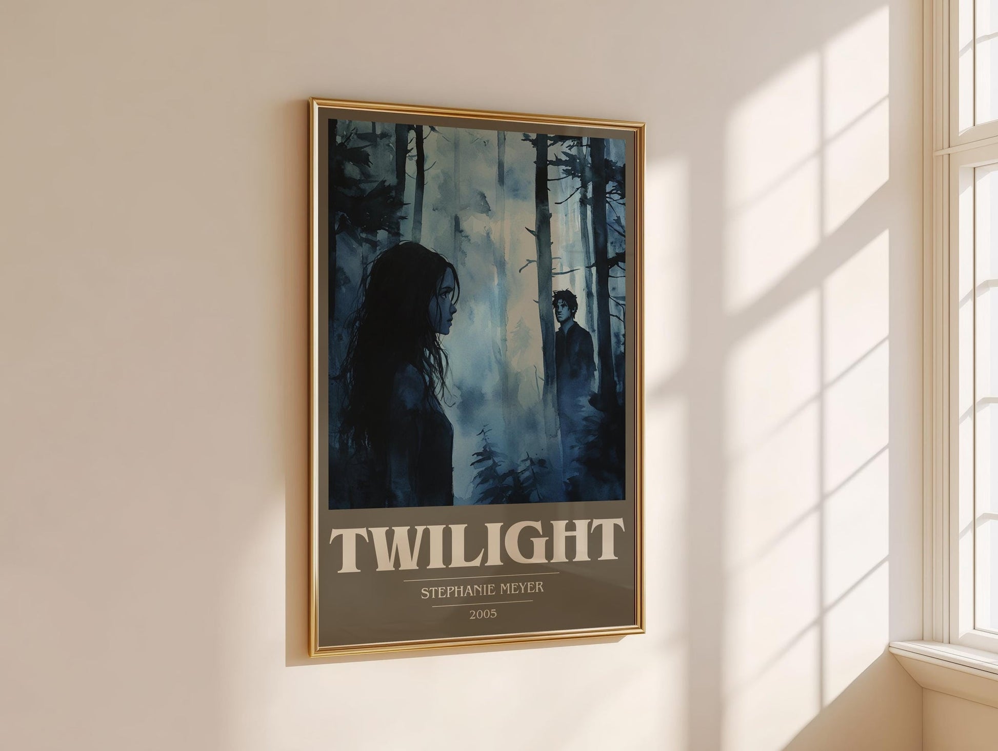 Twilight book cover print on bookshelf – Stephanie Meyer fan gift