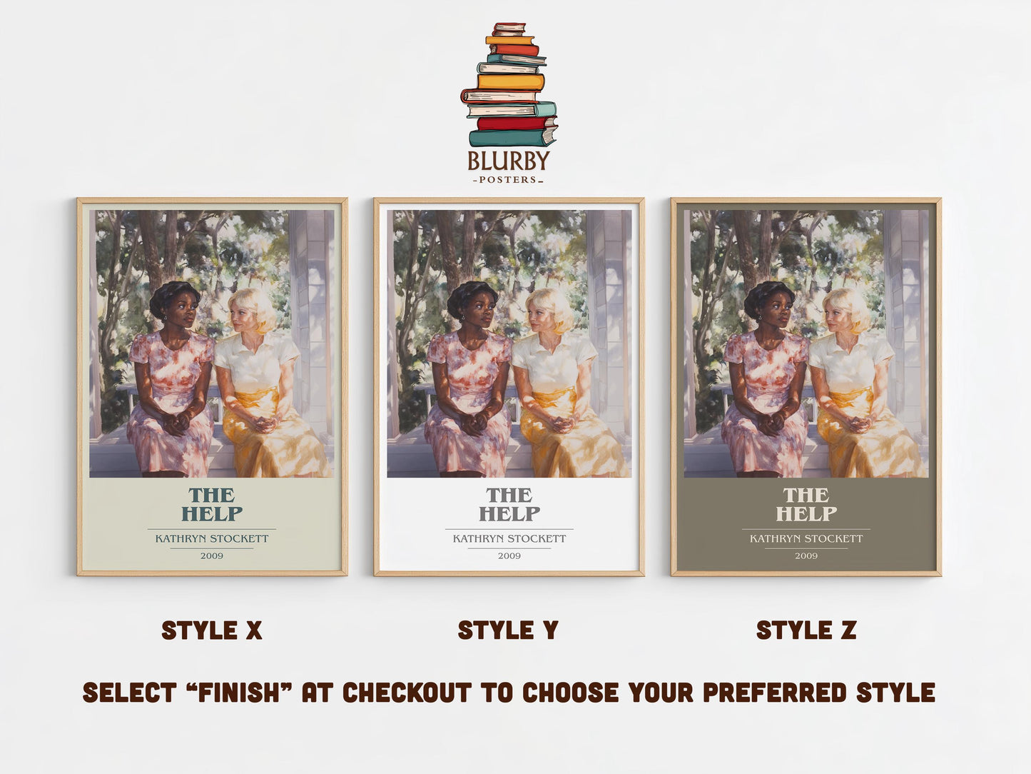 The Help book cover poster colour and style options – Kathryn Stockett book art