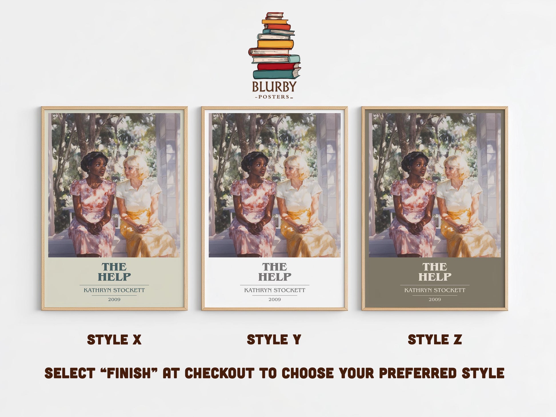 The Help book cover poster colour and style options – Kathryn Stockett book art