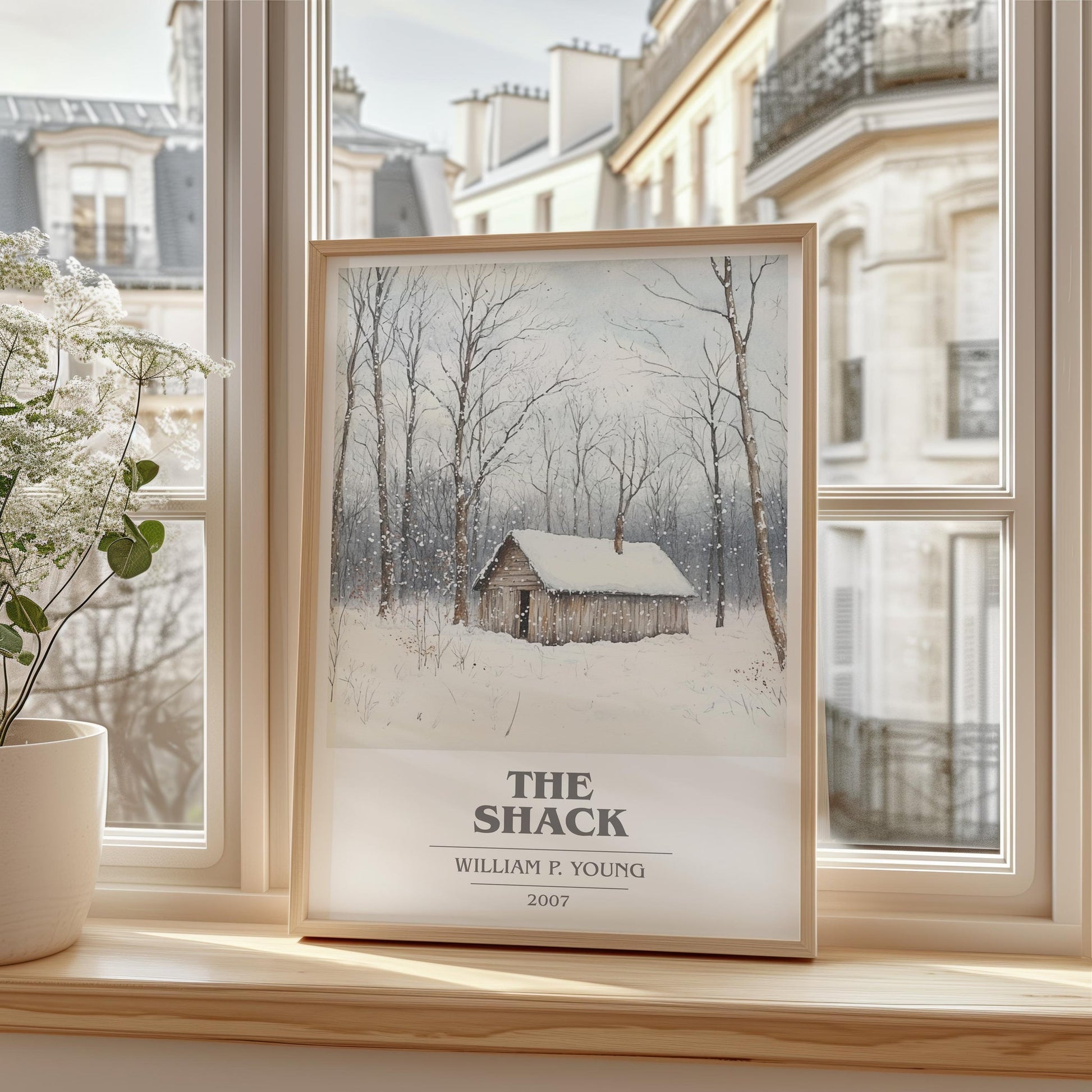 The Shack book cover print framed by window – literary home decor