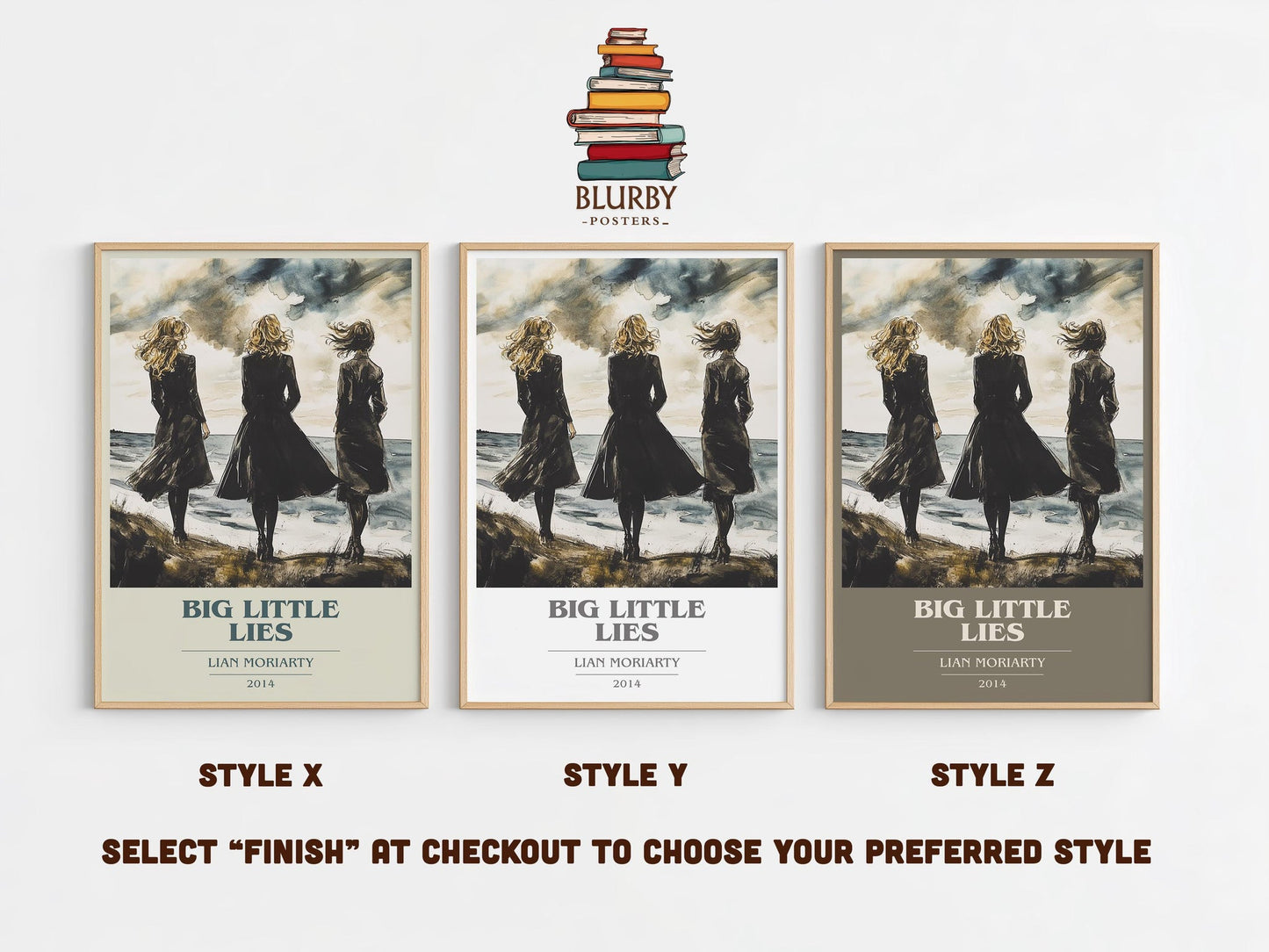 Big Little Lies book cover poster colour and style options – Lian Moriarty book art