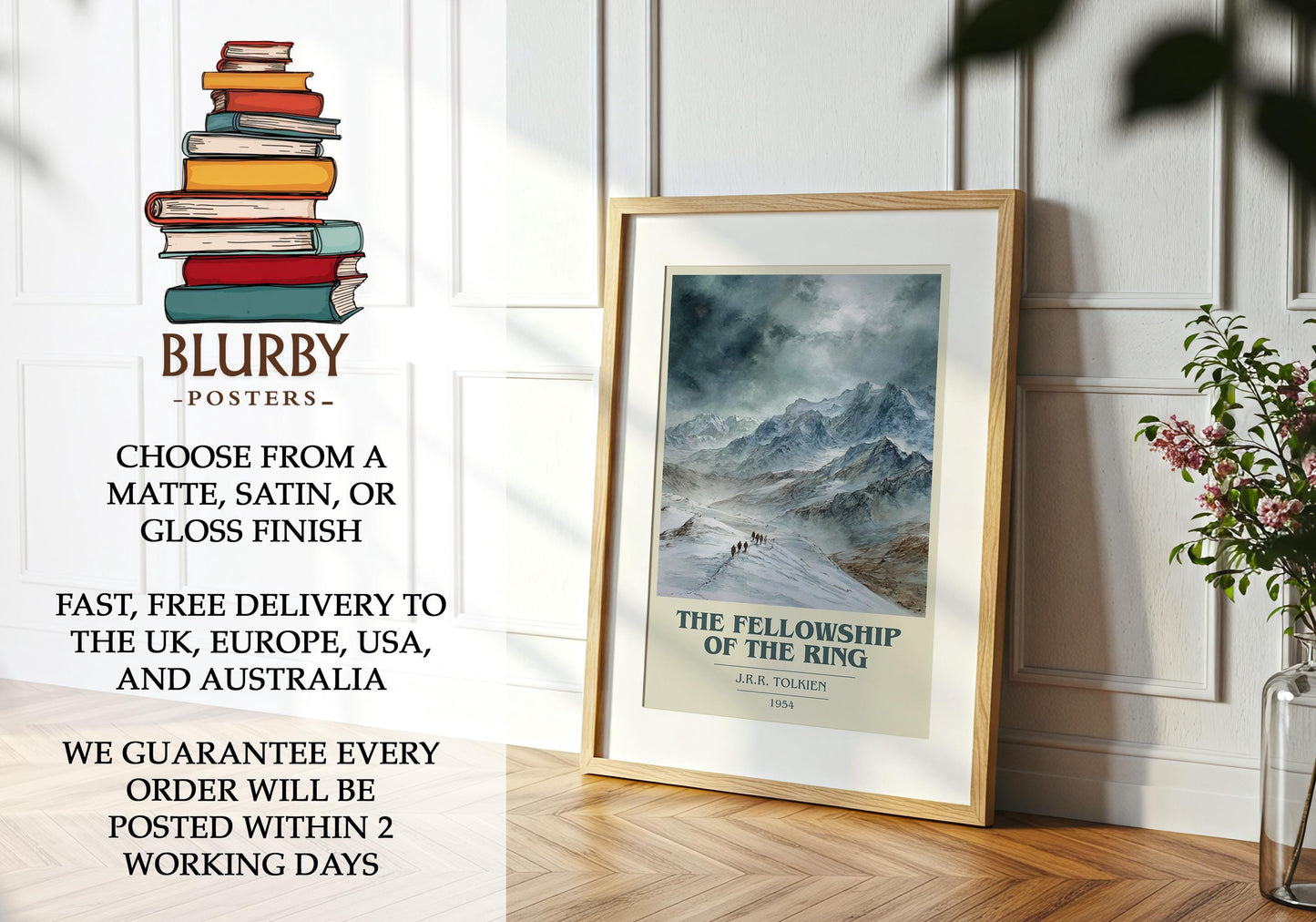 The Fellowship of the Ring by J.R.R. Tolkien | Book Poster | Literary Art Gift For Book Lover | Novel Inspired Wall Art | Free Delivery