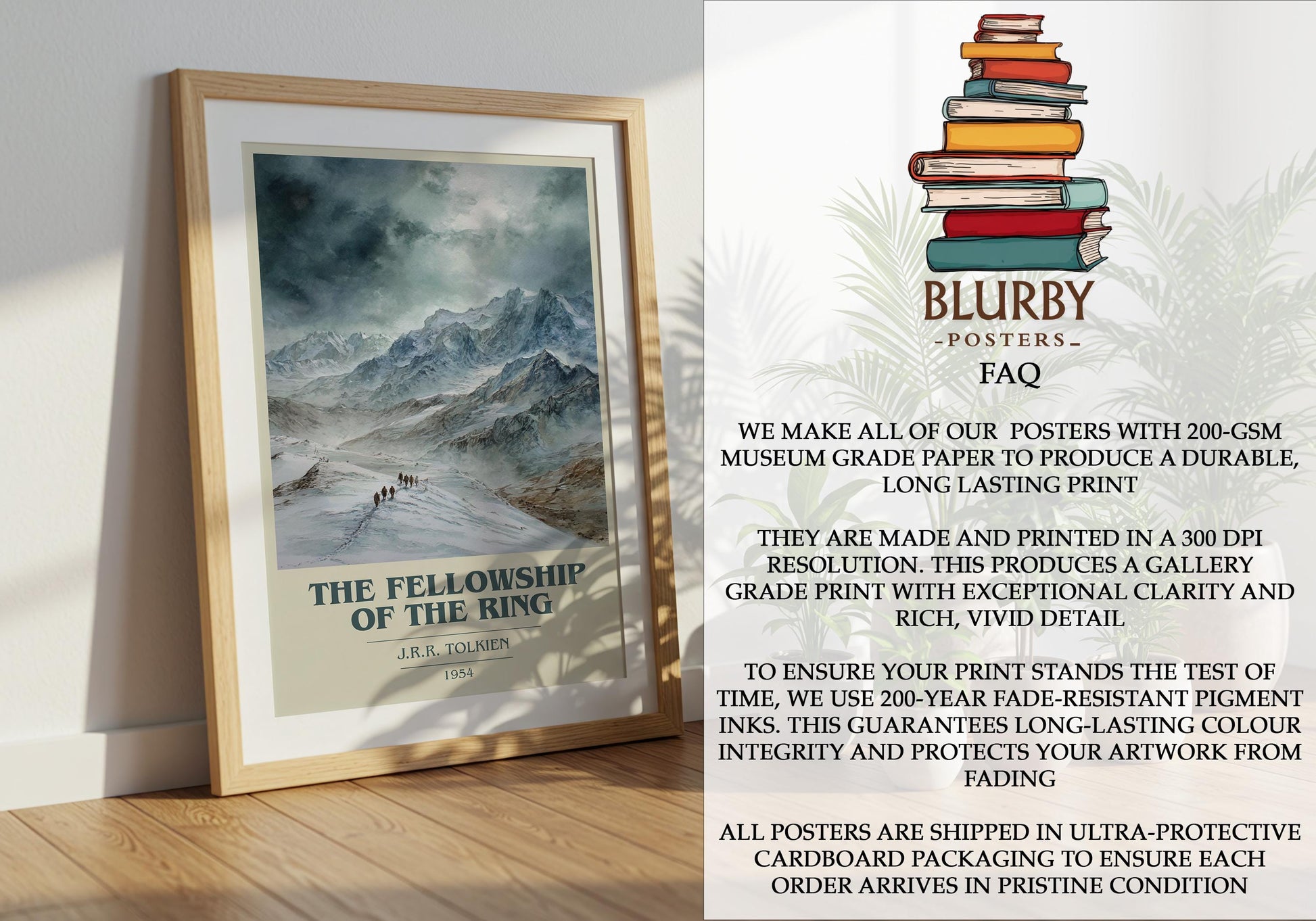 The Fellowship of the Ring by J.R.R. Tolkien | Book Poster | Literary Art Gift For Book Lover | Novel Inspired Wall Art | Free Delivery
