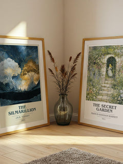 The Silmarillion book cover print on bookshelf – J. R. R. Tolkien fan gift