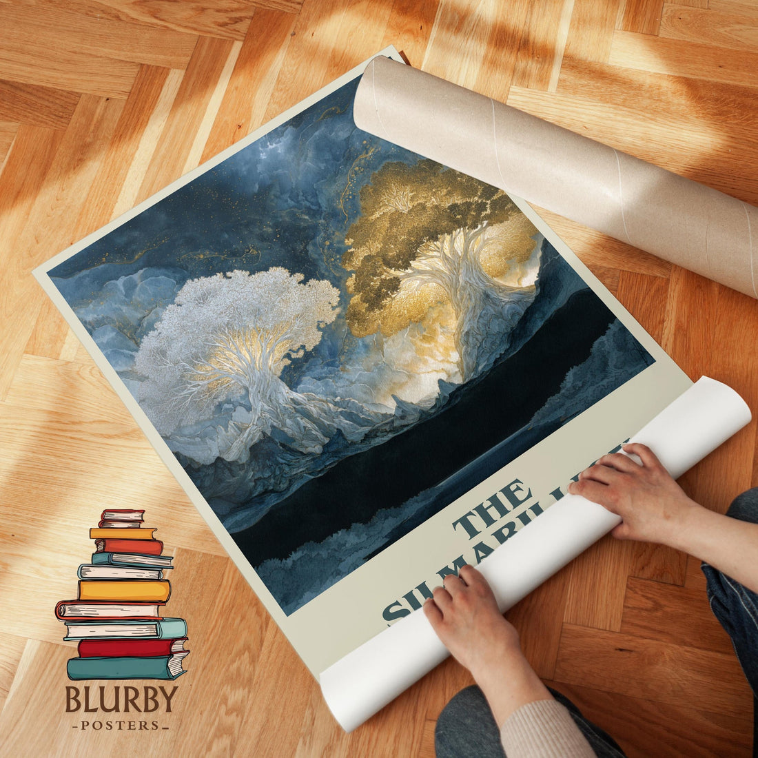 The Silmarillion book cover poster paired in gallery wall – literary art prints