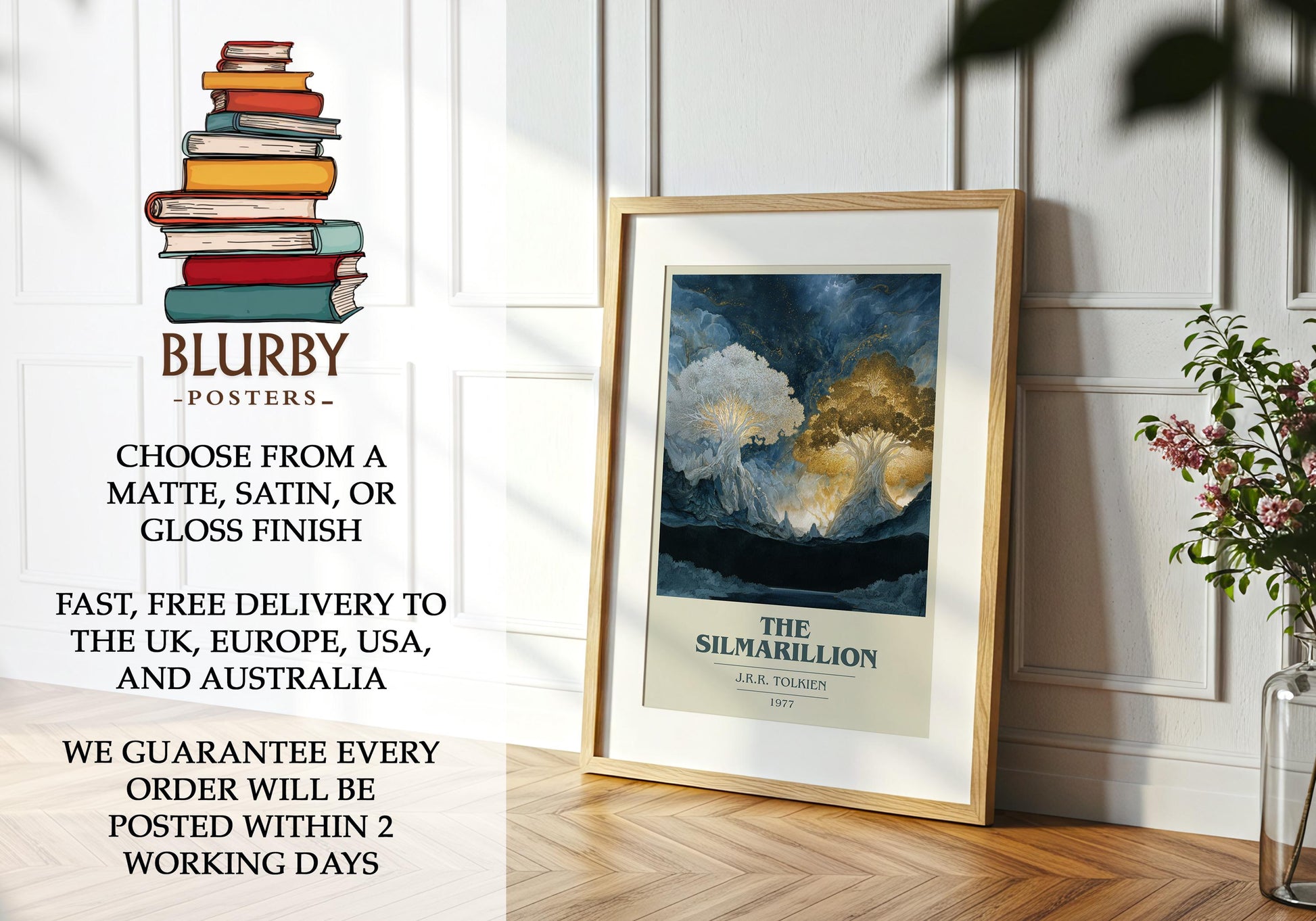 The Silmarillion by J.R.R. Tolkien | Book Poster | Literary Art Gift For Book Lover | Novel Inspired Wall Art | Free Delivery