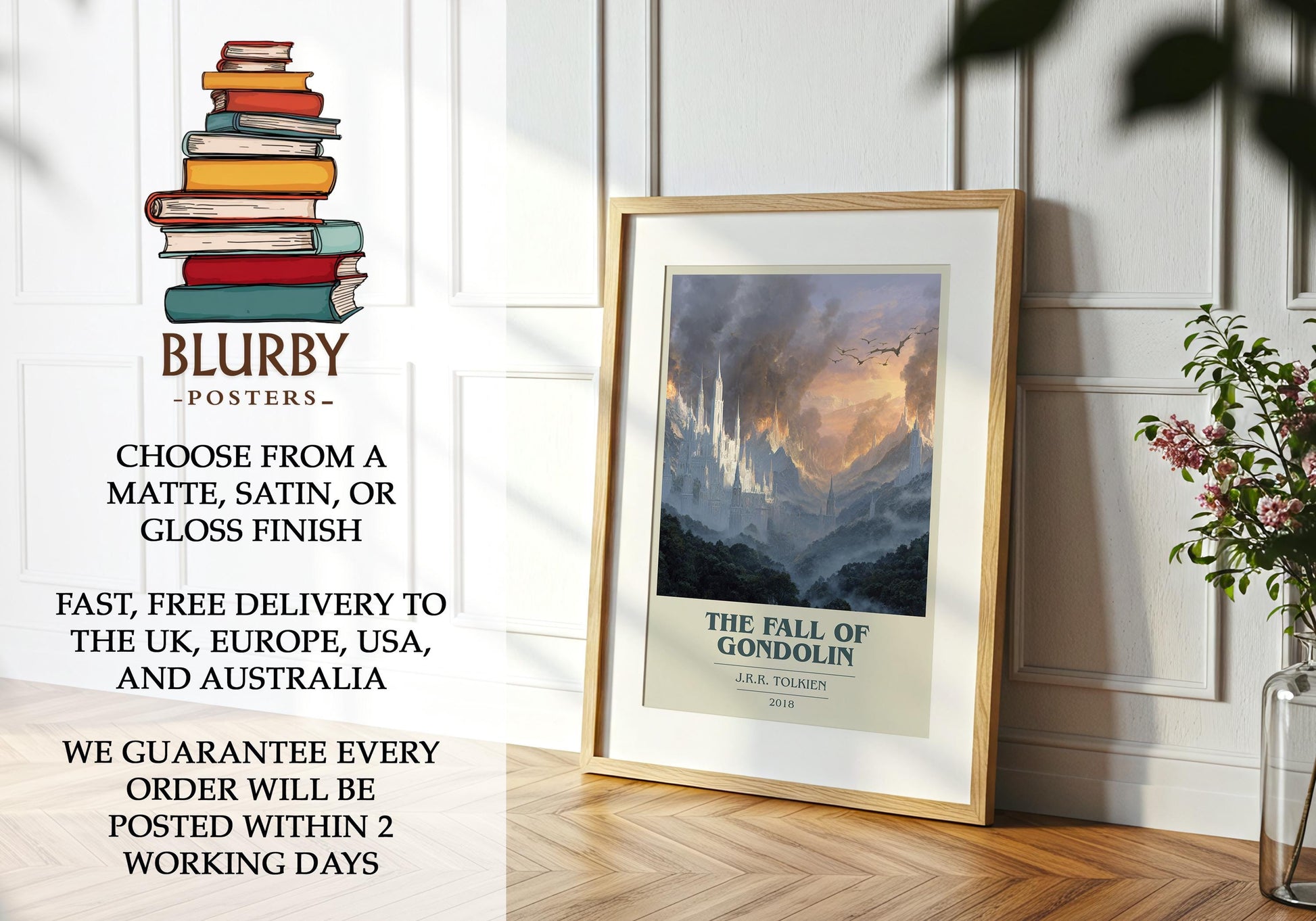 The Fall Of Gondolin by J.R.R. Tolkien | Book Poster | Literary Art Gift For Book Lover | Novel Inspired Wall Art