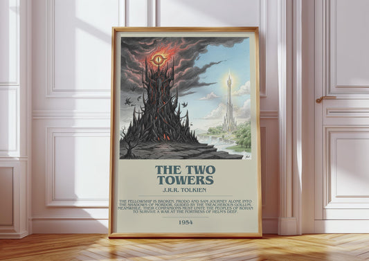 The Two Towers by J.R.R. Tolkien | Book Poster | Literary Art Gift For Book Lover | Novel Inspired Wall Art | Free Delivery